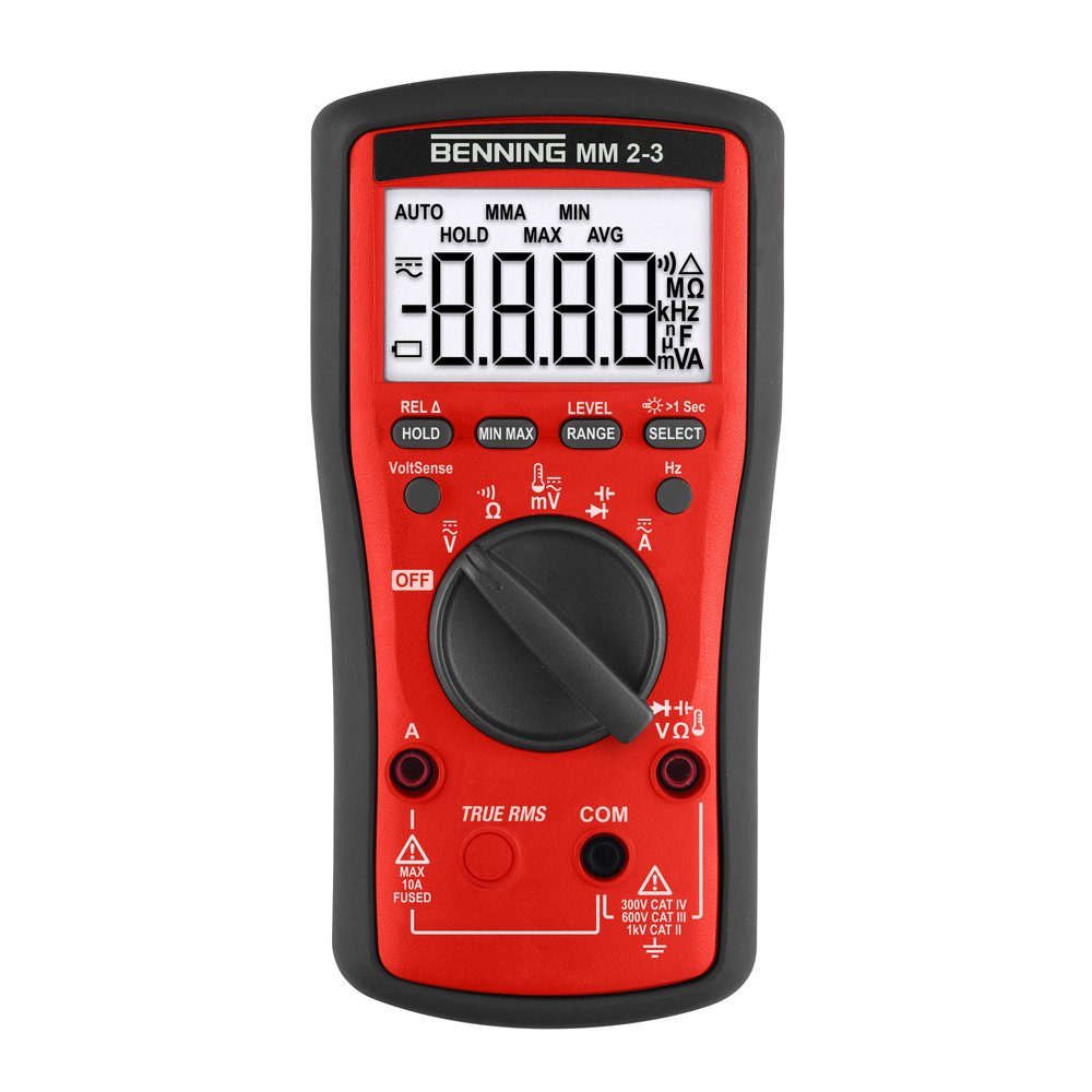 Benning Spannungsprüfer Benning MM 2-3 Hand-Multimeter digital CAT III 600 V, CAT IV 300 V A, (MM 2-3)