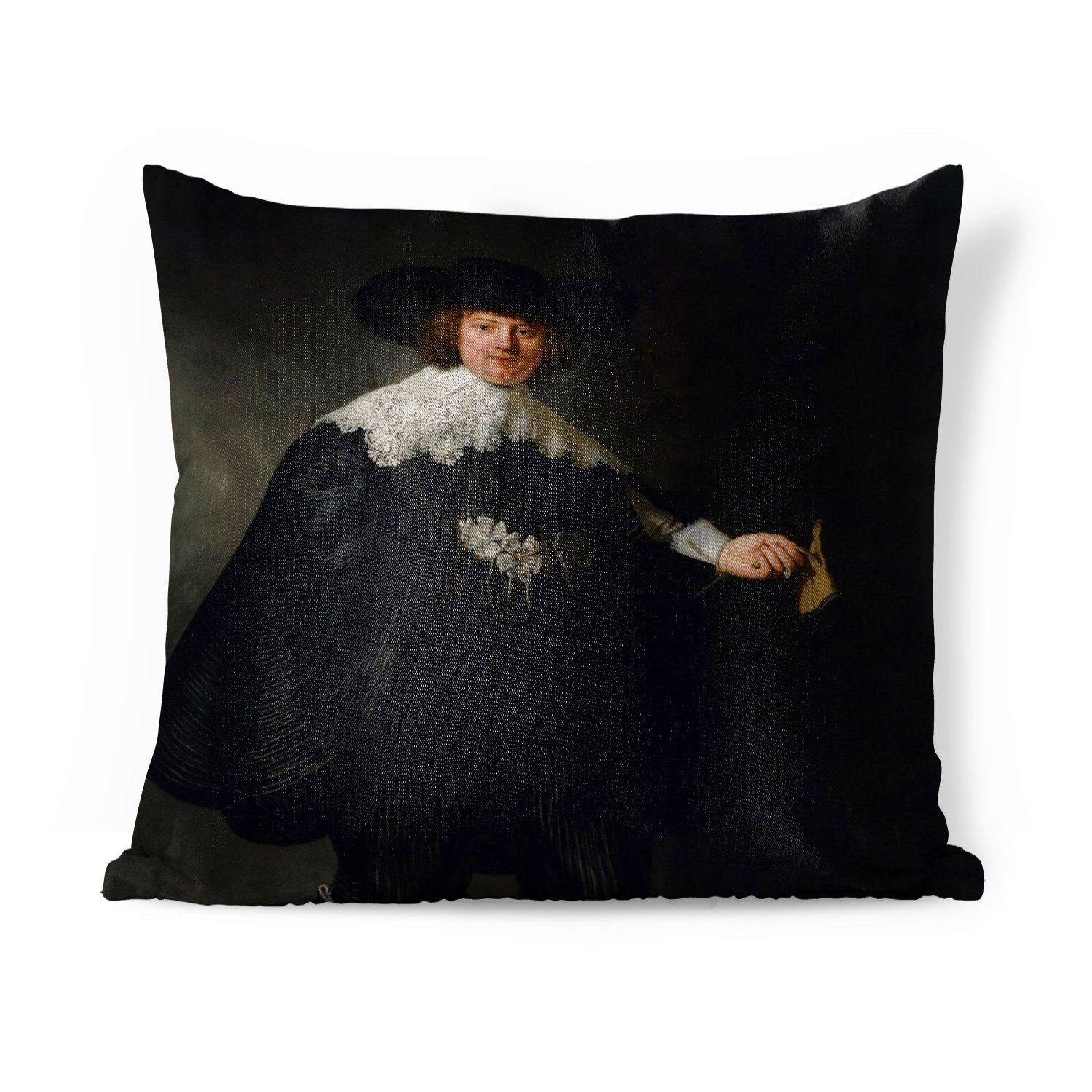 MuchoWow Dekokissen Das Hochzeitsbildnis von Marten Soolmans - Rembrandt van Rijn, Zierkissen mit Füllung für Wohzimmer, Schlafzimmer, Deko, Sofakissen