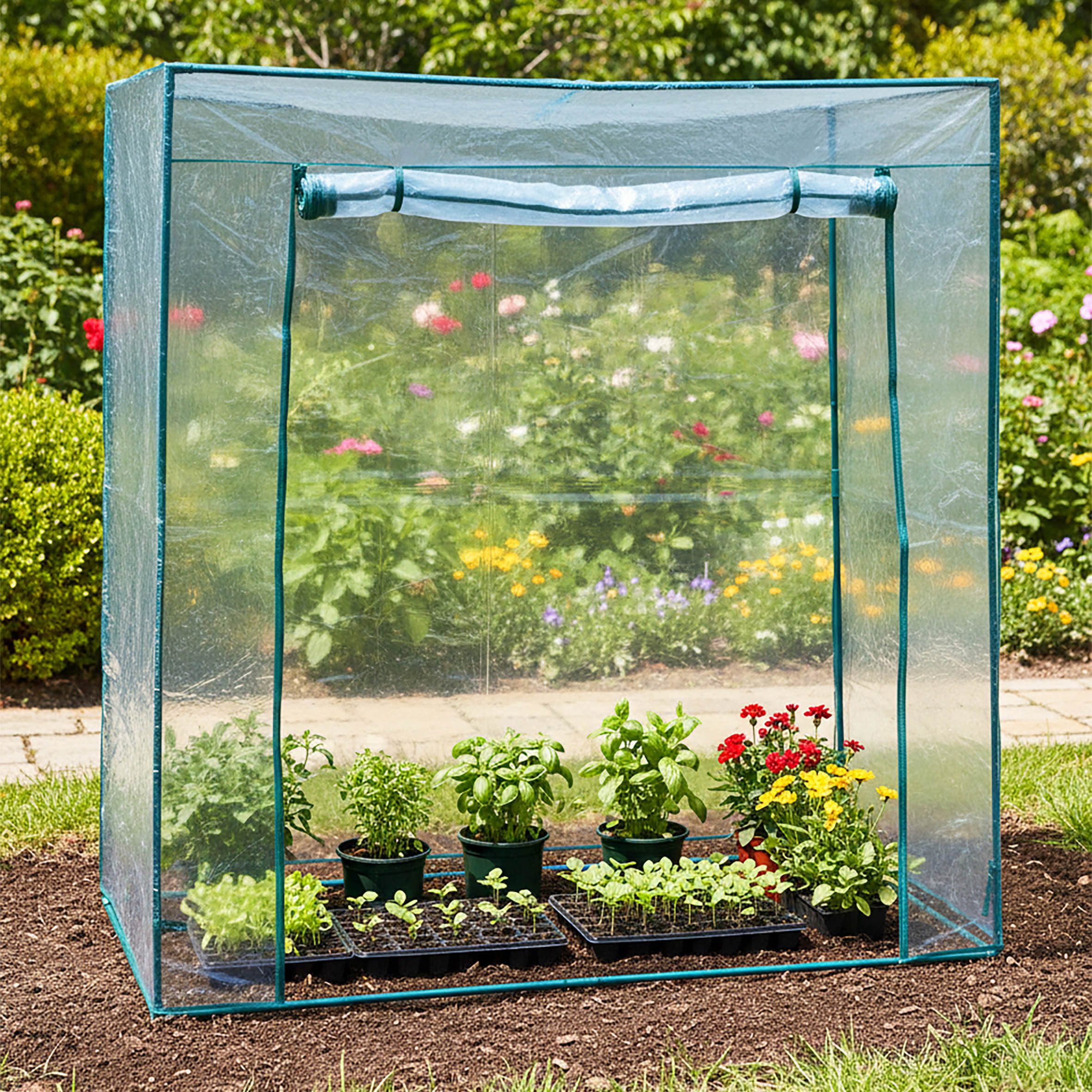 Spetebo Foliengewächshaus Robustes Treibhaus mit Stecksystem, BxTxH: 170 x 80 x 170 cm, transparent, 170 cm x 170 cm x 80 cm, Garten Treibhaus UV-beständig und wetterfest