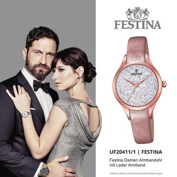 Festina Quarzuhr Festina Damen Uhr Fashion F20411/1 Leder, Damen Armbanduhr rund, Lederarmband rose