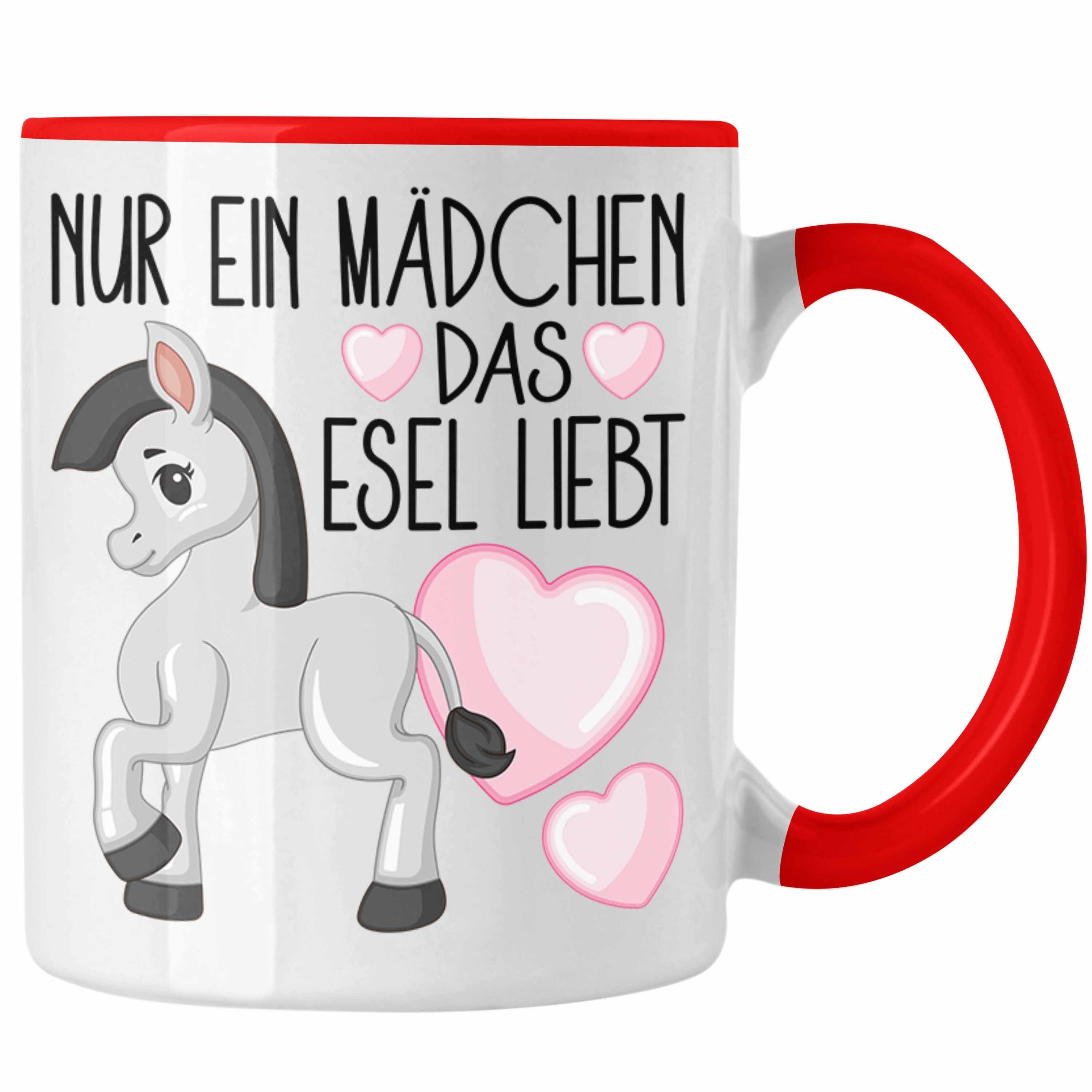 Trendation Tasse Nur Ein Mädchen Das Esel Liebt Tasse GEschenk Esel Liebhaber Rot