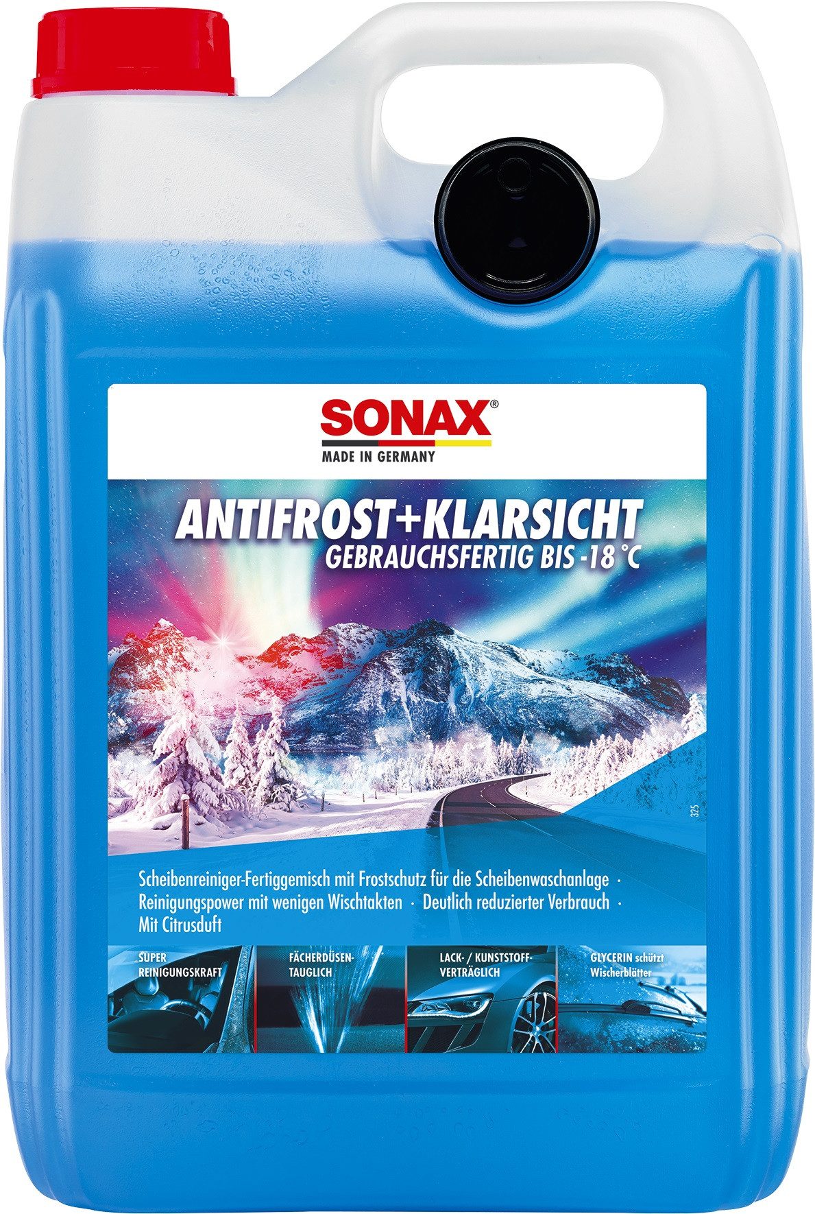 Sonax Scheibenfrostschutz Antifrost Klarsicht Scheibenreiniger Citrus, gebrauchsfertiger Scheibenreiniger für Scheibenwaschanlage