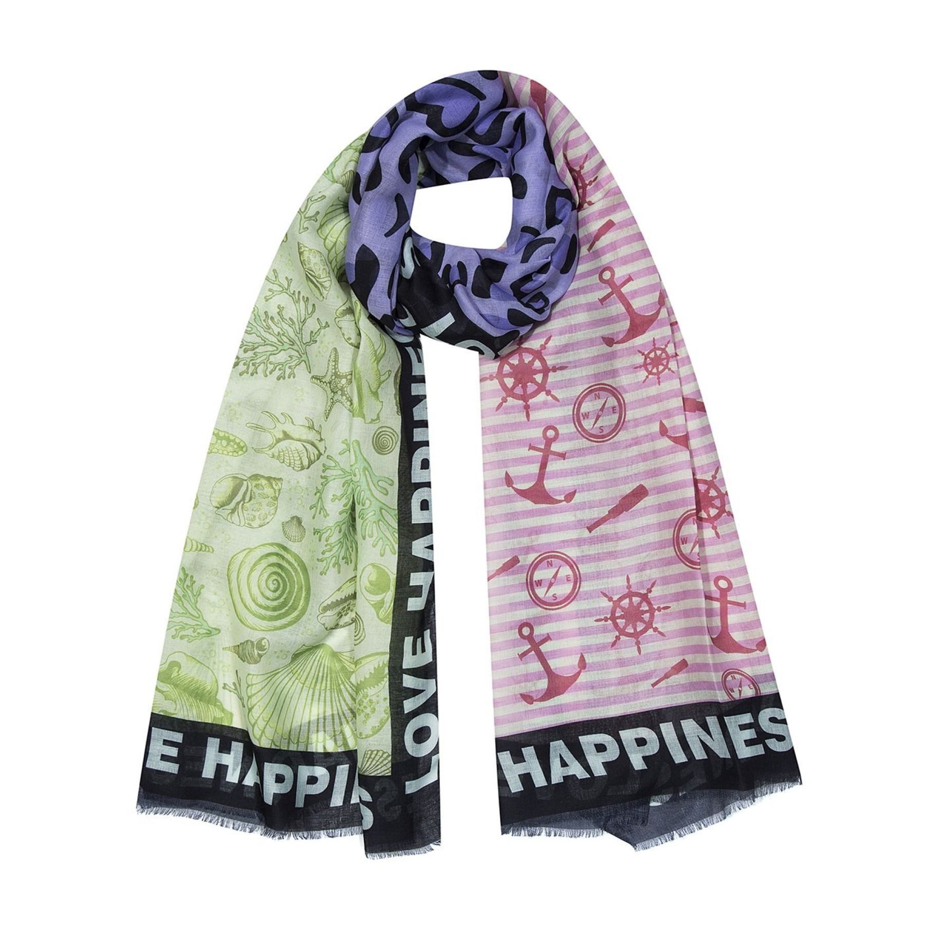 Faera Modeschal Seidiger Schal Streifenmuster Weich Stylisch Leicht Maritim, (1-St), 9639 in Schwarz