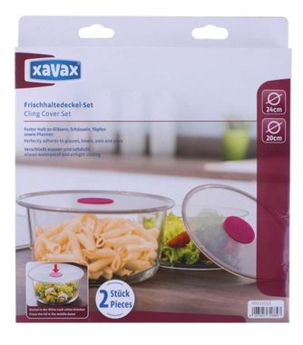 Xavax Frischhaltedeckel Xavax 2 Frischhalte-Deckel Silikon 20cm 24cm Abdeckung Pfanne Topf Glas Schüssel, (2-tlg), wiederverwendbar, wasser- und luftdicht, leichte Reinigung