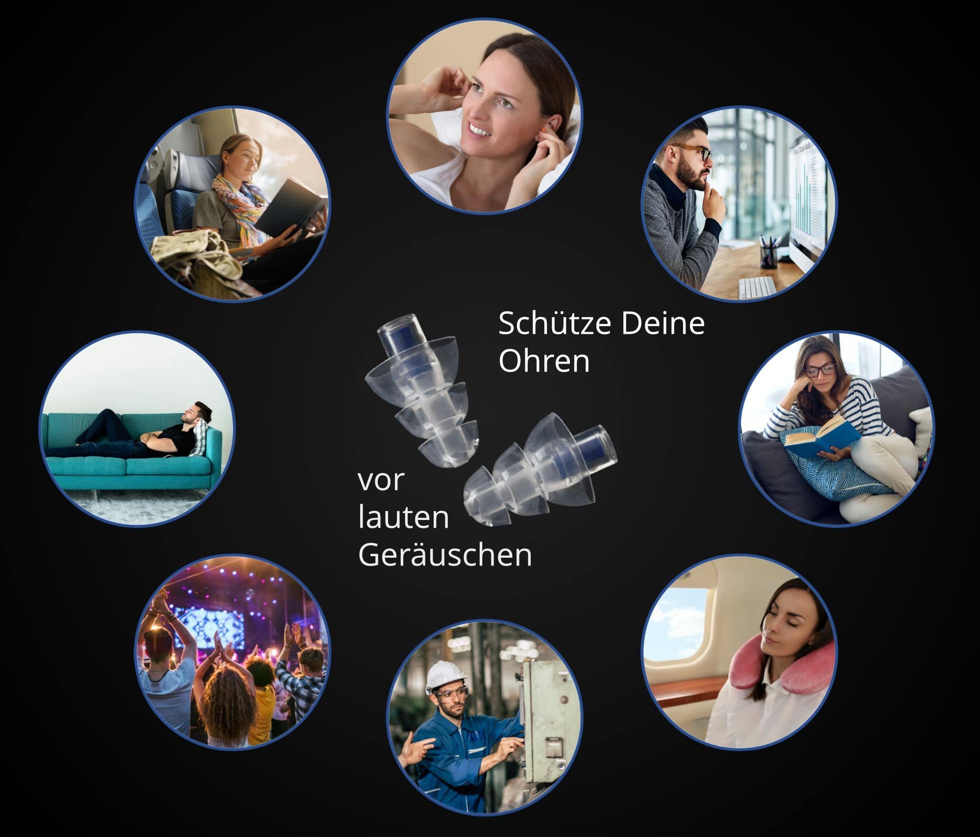 Pronomic Gehörschutzstöpsel E20 Ohrstöpsel zum Schlafen 20dB, Gehörschutz gegen Larm, wiederverwendbar