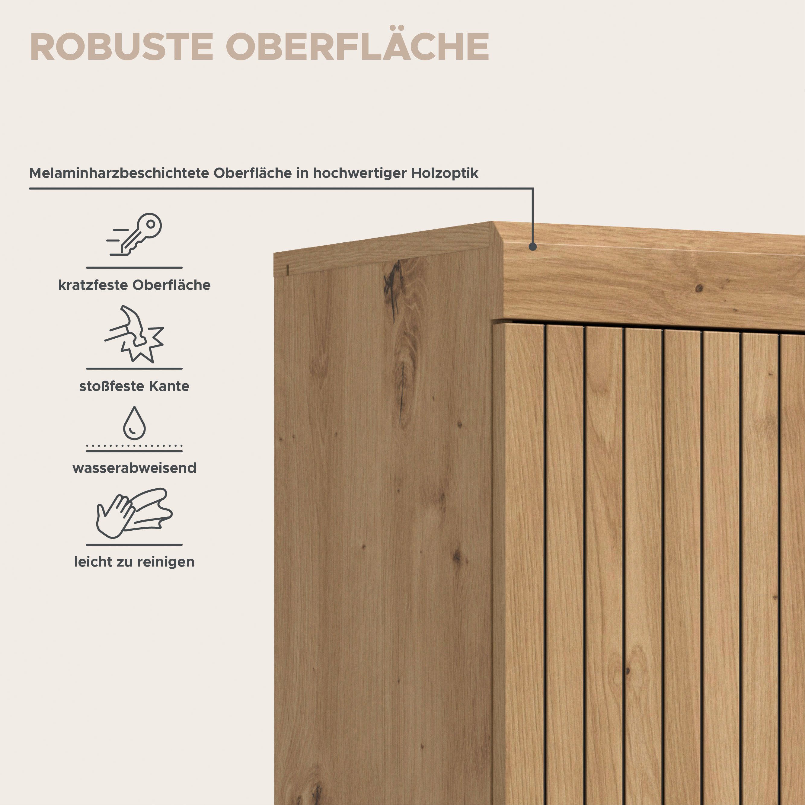 welltime Waschmaschinenumbauschrank SIENA, Breite 63cm, für Waschmaschine & Trockner, 2 Türen, MDF-Front (TOPSELLER) in verschiedenen Farben, Überbauschrank, Um – Bild 5 von 5