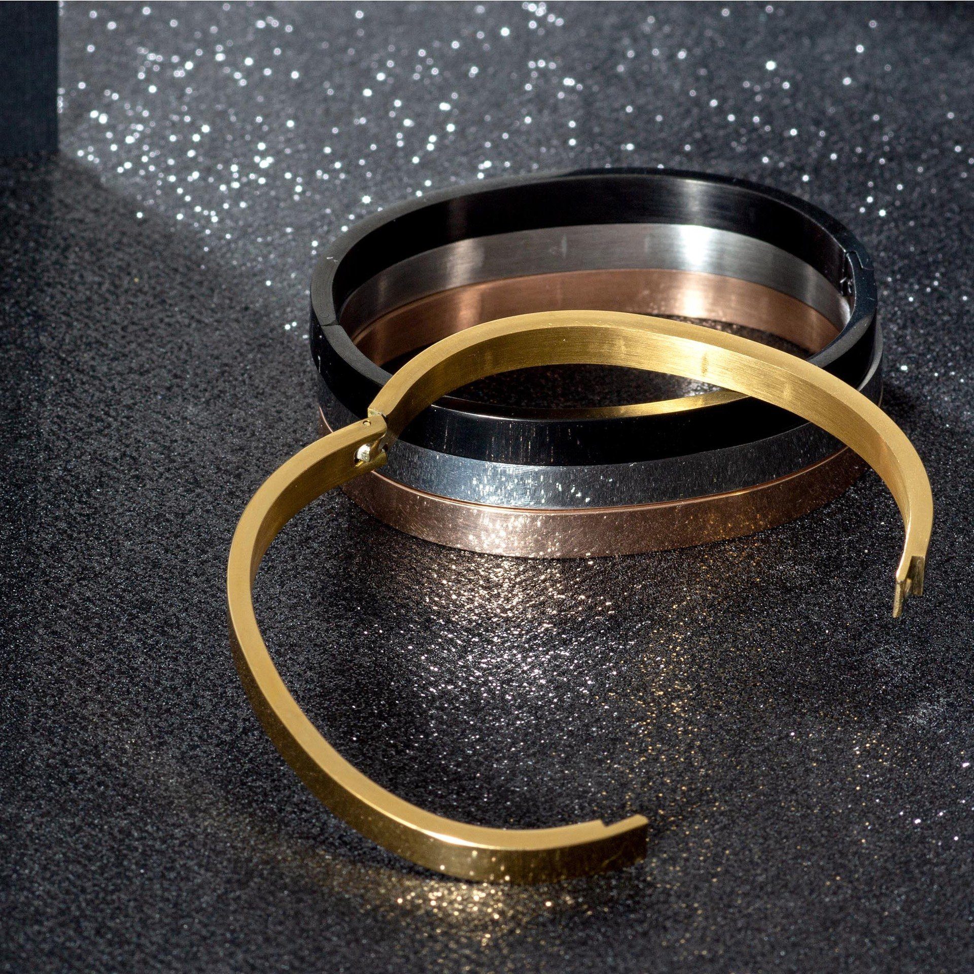 Spiegelarmband, Armkette Schnapparmband, glänzendes Haiaveng gold O-förmiges Vintage-Armband