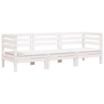 vidaXL Loungesofa Gartensofa 3-Sitzer Weiß Massivholz Kiefer, 1 Teile