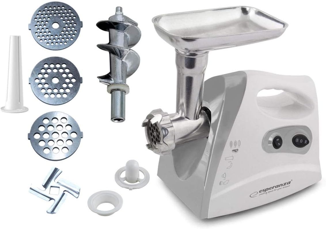 Esperanza Fleischwolf Elektrischer Fleischwolf Wurstmacher 3-in-1 Set, 600,00 W, Klinge aus rostfreiem Stahl