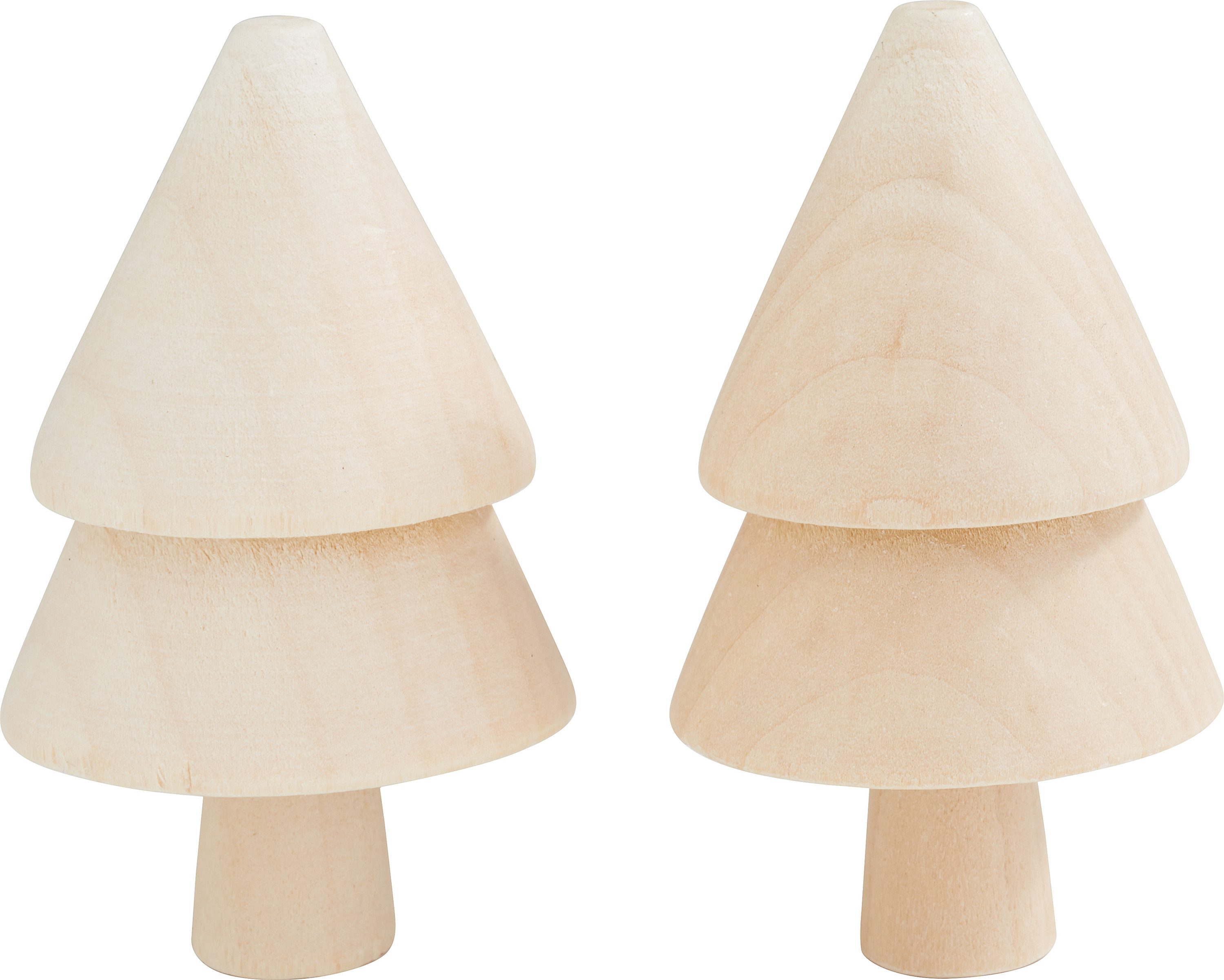 Dekoobjekt Holz-Tannenbäume, 2 Stück