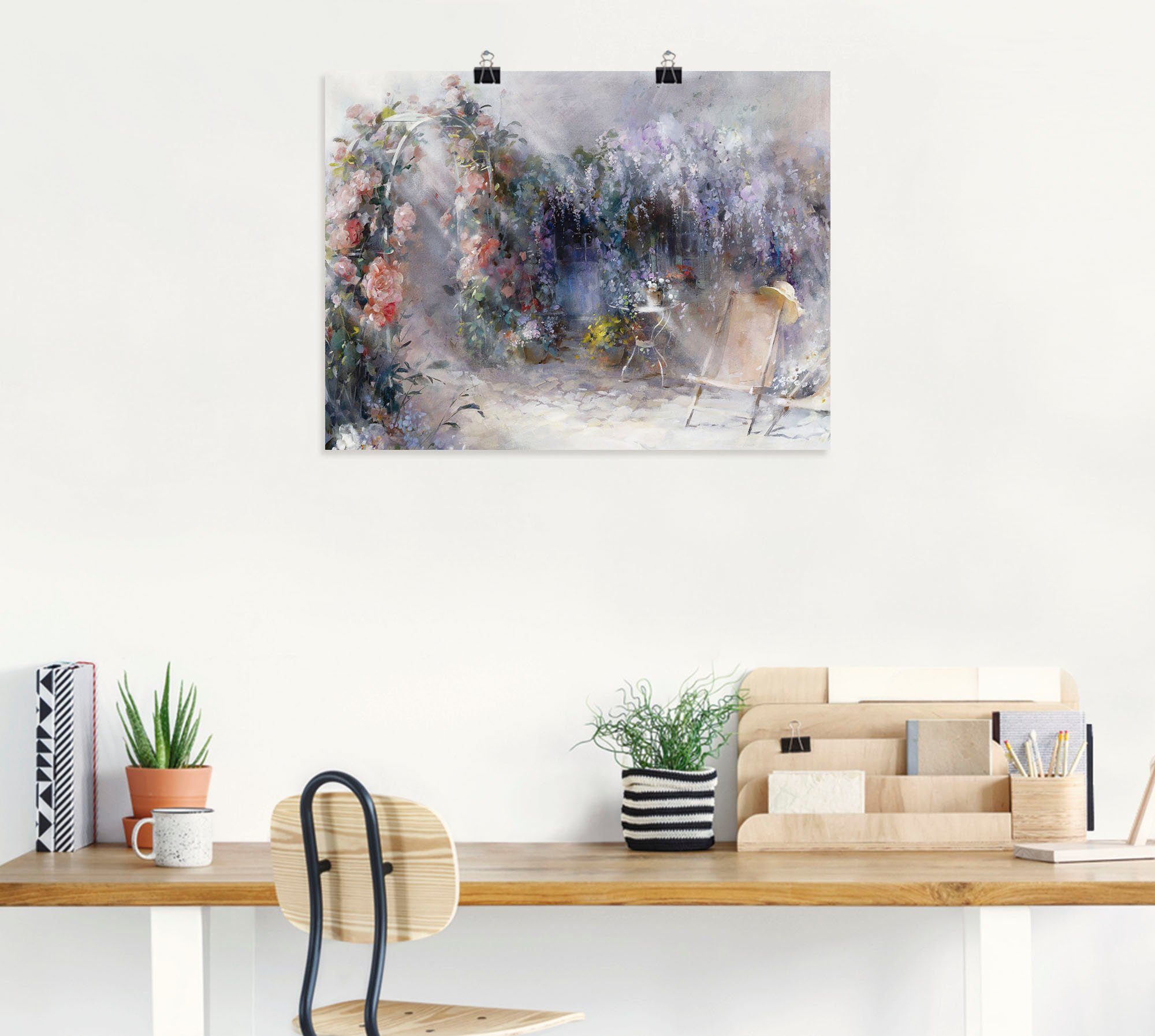 Artland Wandbild Rosen und Flieder, Garten (1 St), als Leinwandbild, Poster in verschied. Größen