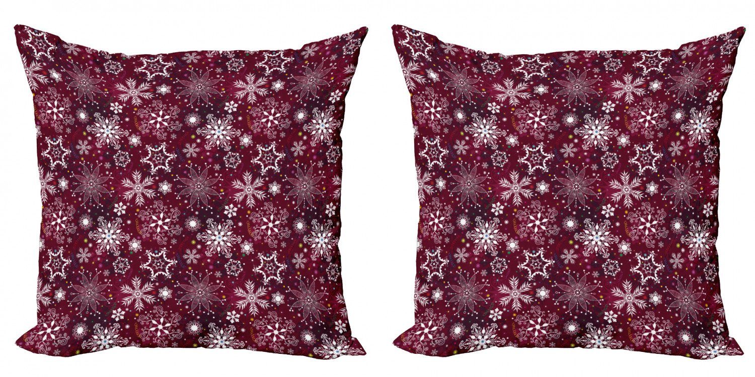 Kissenbezüge Modern Accent Doppelseitiger Digitaldruck, Abakuhaus (2 Stück), Schneeflocke Weihnachten