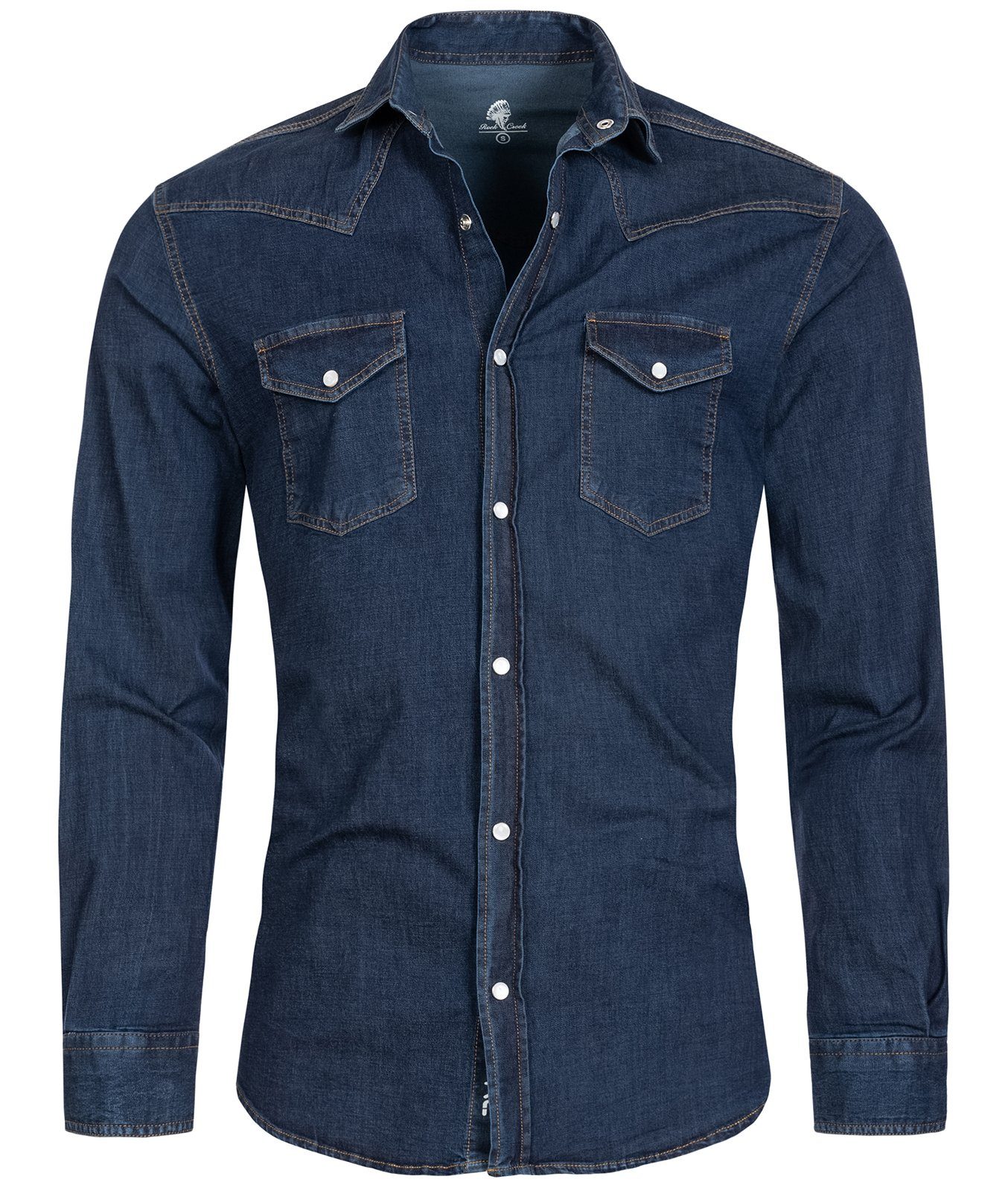 Rock Creek Jeanshemd Herren Jeanshemd Dunkelblau H-200A günstig online kaufen