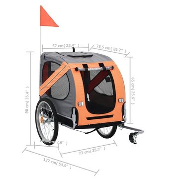 vidaXL Fahrradhundeanhänger Fahrradanhänger für Hunde Orange und Grau