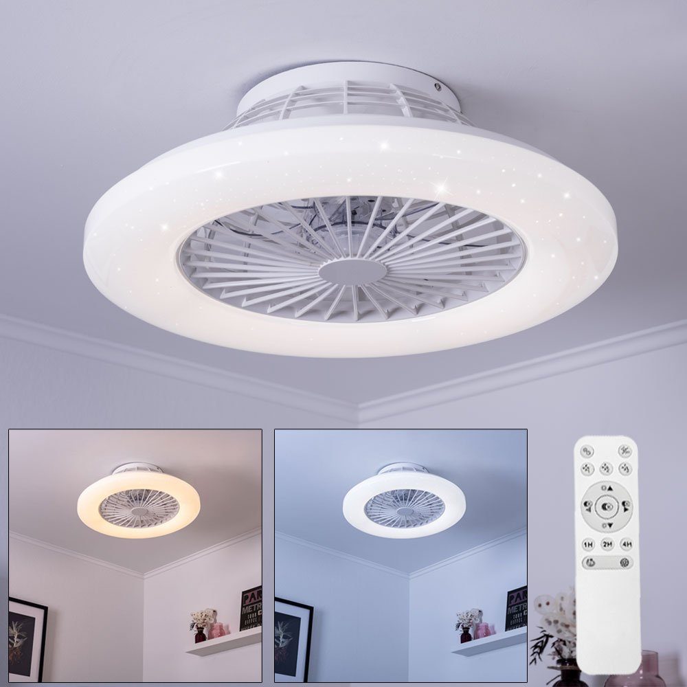 NOWA Deckenventilator, LEISER LED Decken Ventilator FERNBEDIENUNG Sternen Effekt Leuchte