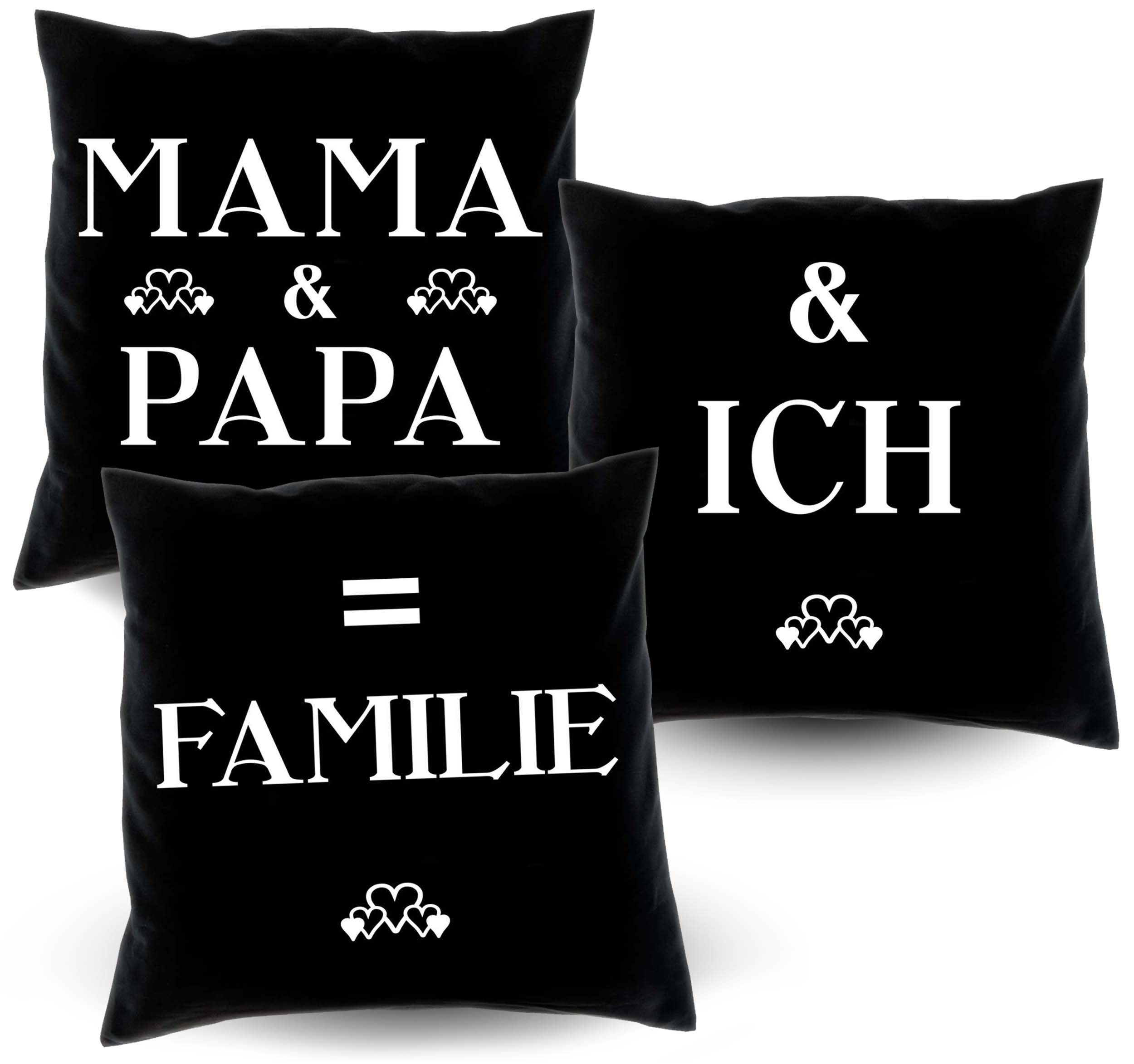 Soreso® Dekokissen 3 Kissen Mama & Papa & ich = Familie Geschenke  Weihnachten Eltern, Geschenk-Set