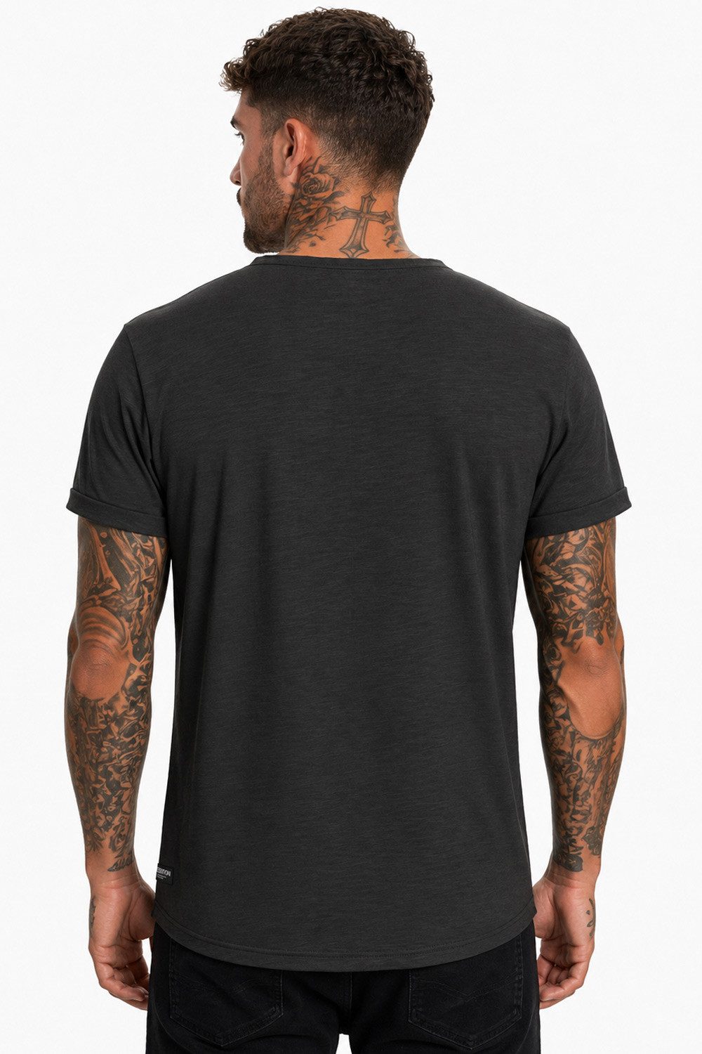 SUBLEVEL T-Shirt Herren Shirt Long Shaped lang geschnitten schwere Qualität Baunwolle, super soft, unifarben, Robuster Stoff