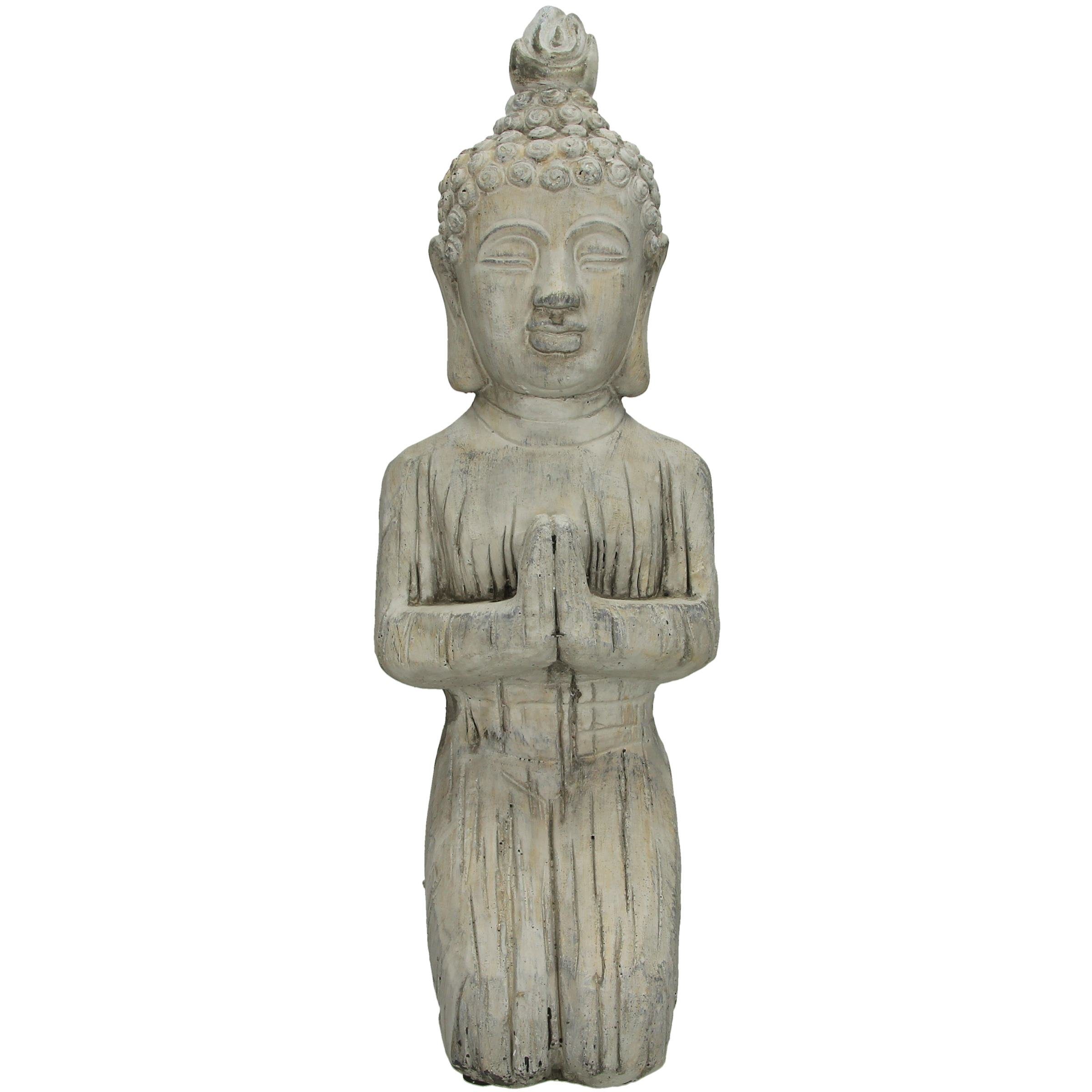 Engelnburg Dekofigur Engelnburg Hochwertige Dekoobjekt Buddha Grau 15x19x42 cm