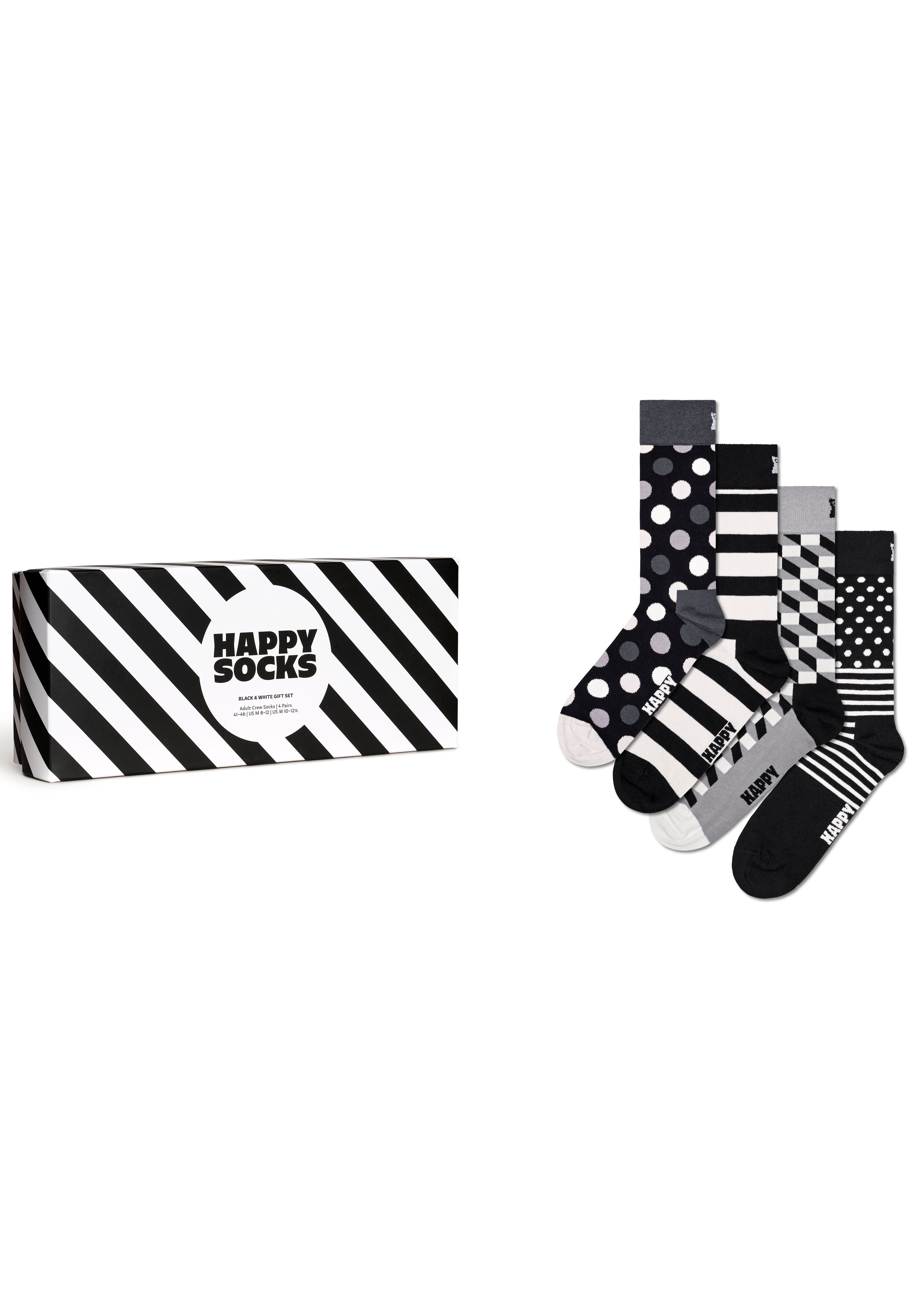 & White Gift Socks 4-Paar) Black (Packung, Socken Set Socks Classic Happy