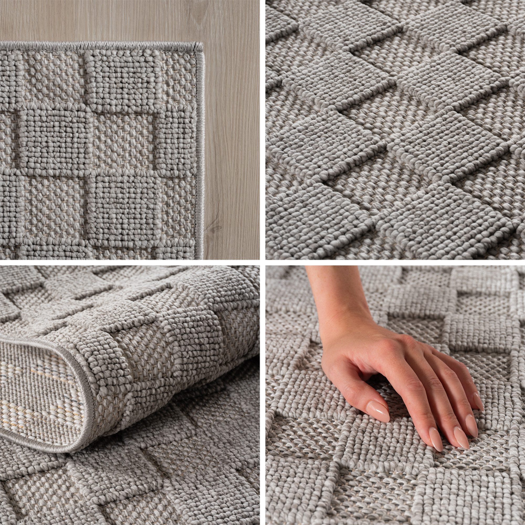 Teppium Teppich Bouclé-Teppich im skandinavischen Stil mit Karomuster, Rech günstig online kaufen