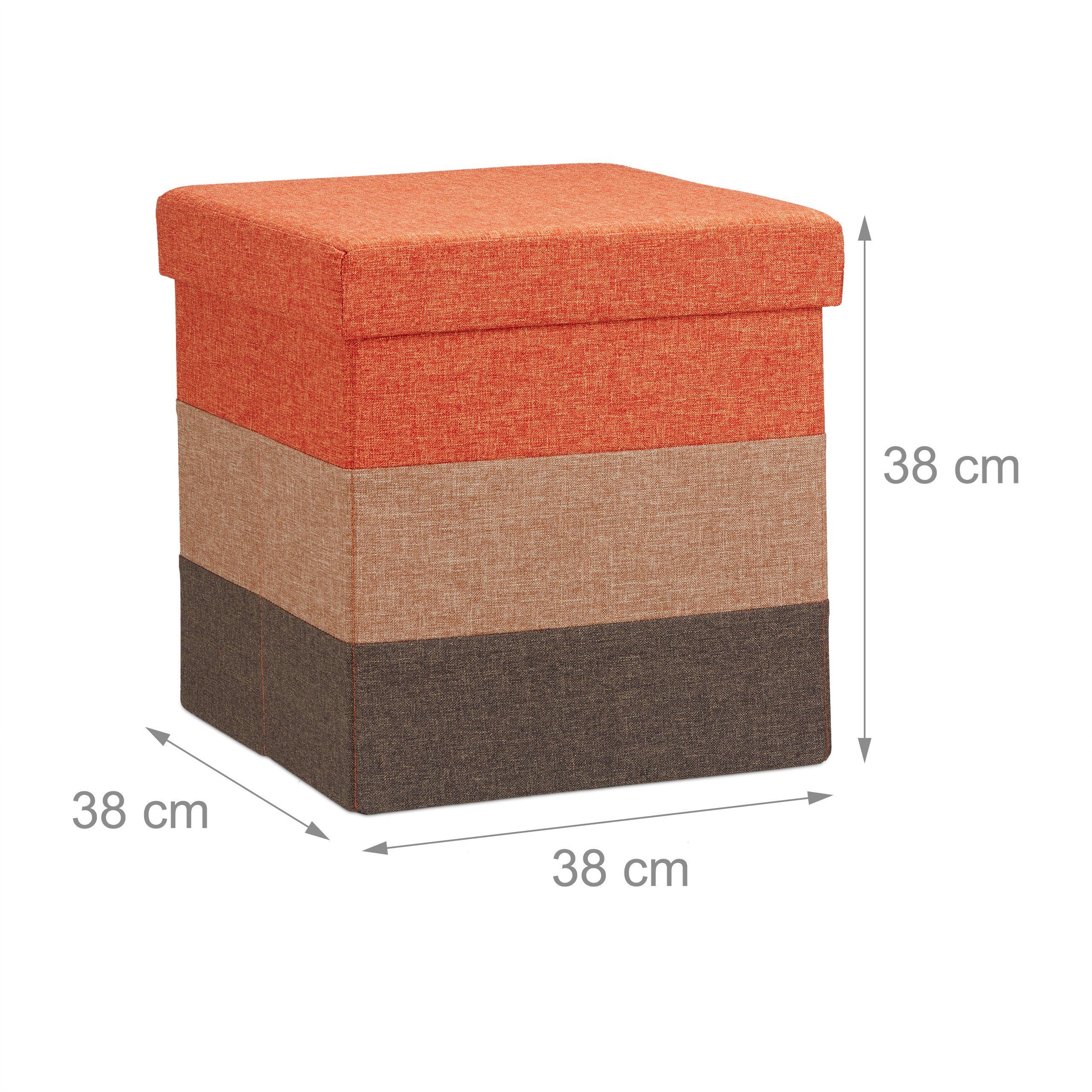 relaxdays Sitzhocker Gepolsterter Hocker mit bunten Streifen (1 St), C – Bild 4 von 5