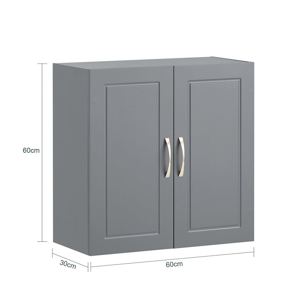 SoBuy Hängeschrank FRG231, Hängeschrank Badezimmerschrank Badschrank Wandschrank Küchenschrank, 30 x 60 x 60 cm, mit 2 Türen, Bad, Küche – Bild 5 von 5