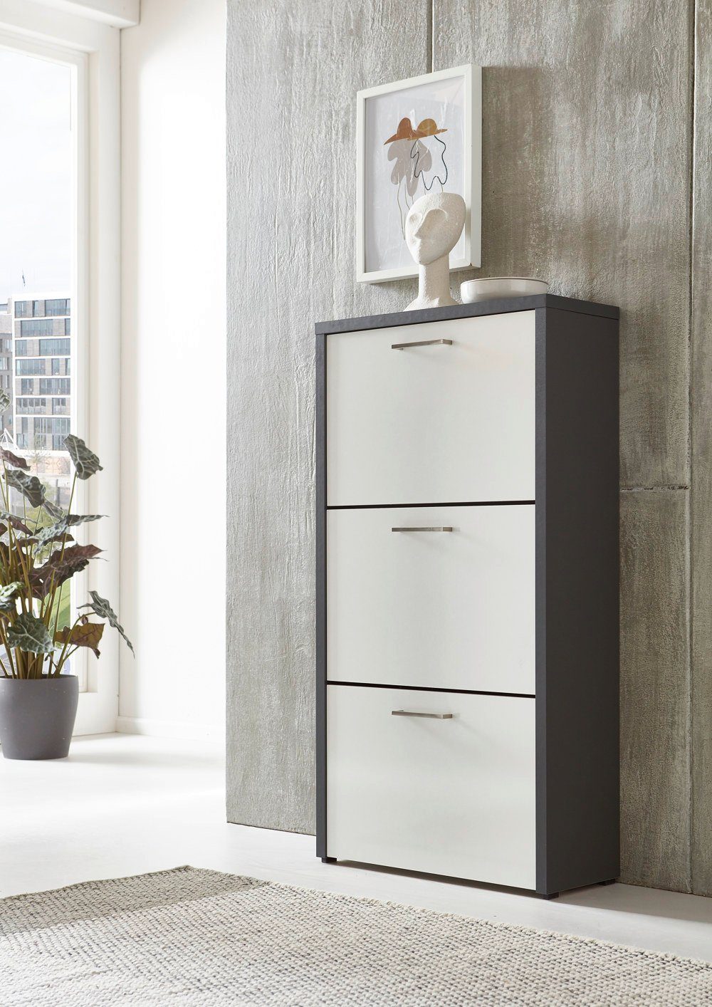 BMG Möbel Schuhkipper Siena (Schuhschrank Schuhregal Schrank Garderobe, 3 K günstig online kaufen