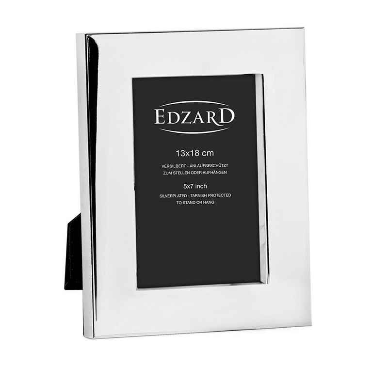 EDZARD Bilderrahmen Udine, versilbert und anlaufgeschützt, für 13x18 cm Foto - Fotorahmen, Rahmen für Foto zum Hinstellen und Aufhängen