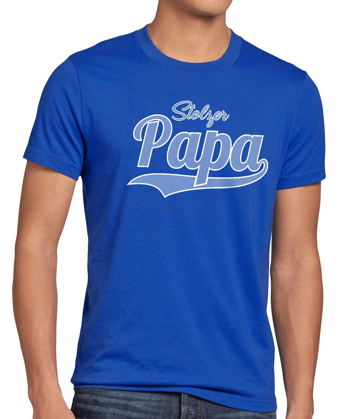 Herren Papa Fun blau Vatertag Spruchshirt beste T-Shirt Dad Funshirt style3 Print-Shirt Vater Stolzer