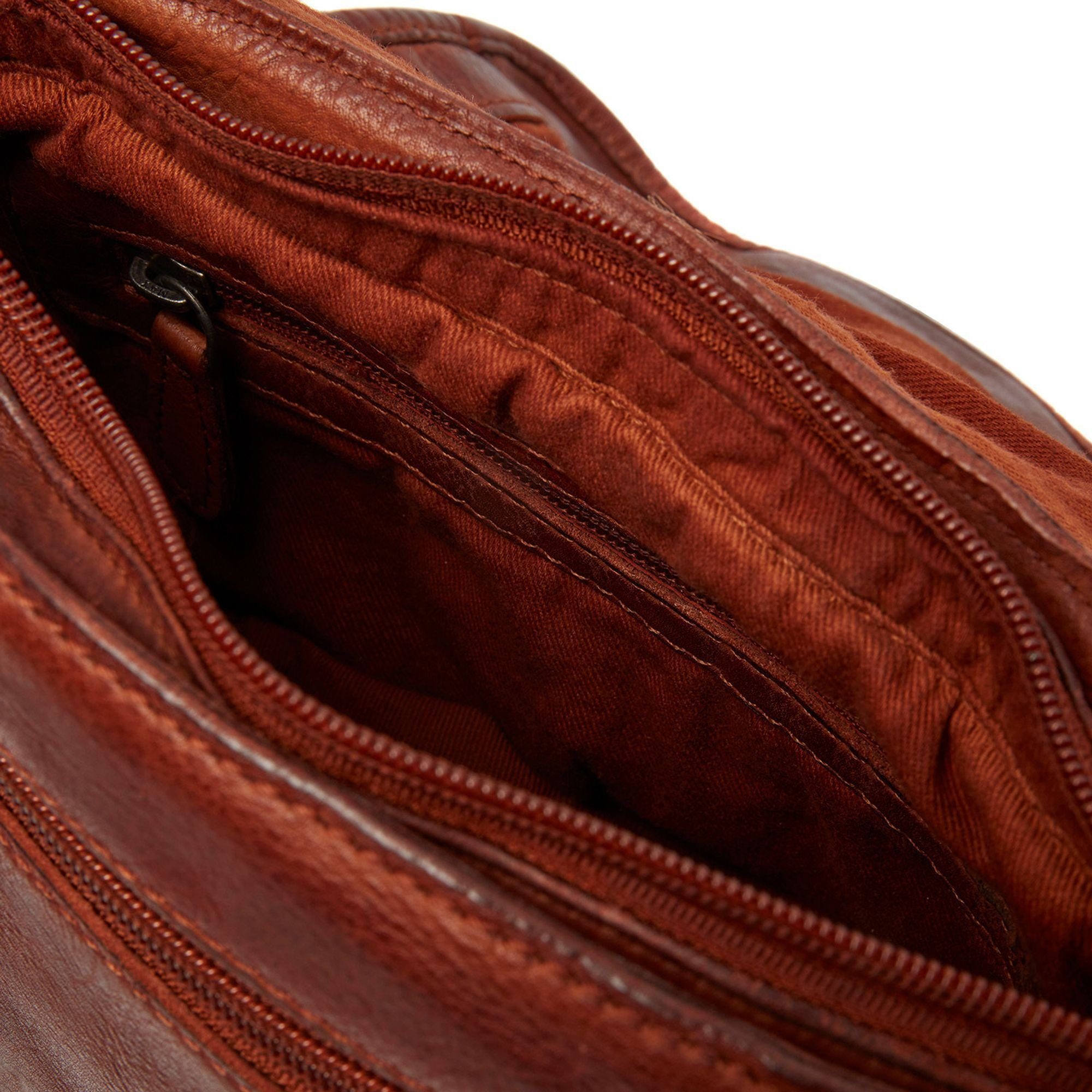 Schultertasche Washed, Brand cognac The Leder Chesterfield