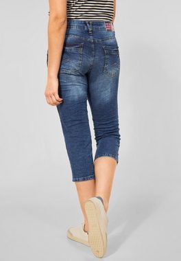 Cecil 3/4-Jeans Cecil Loose Fit Caprijeans in Mid Blue Used Wash (1-tlg) Five Pockets