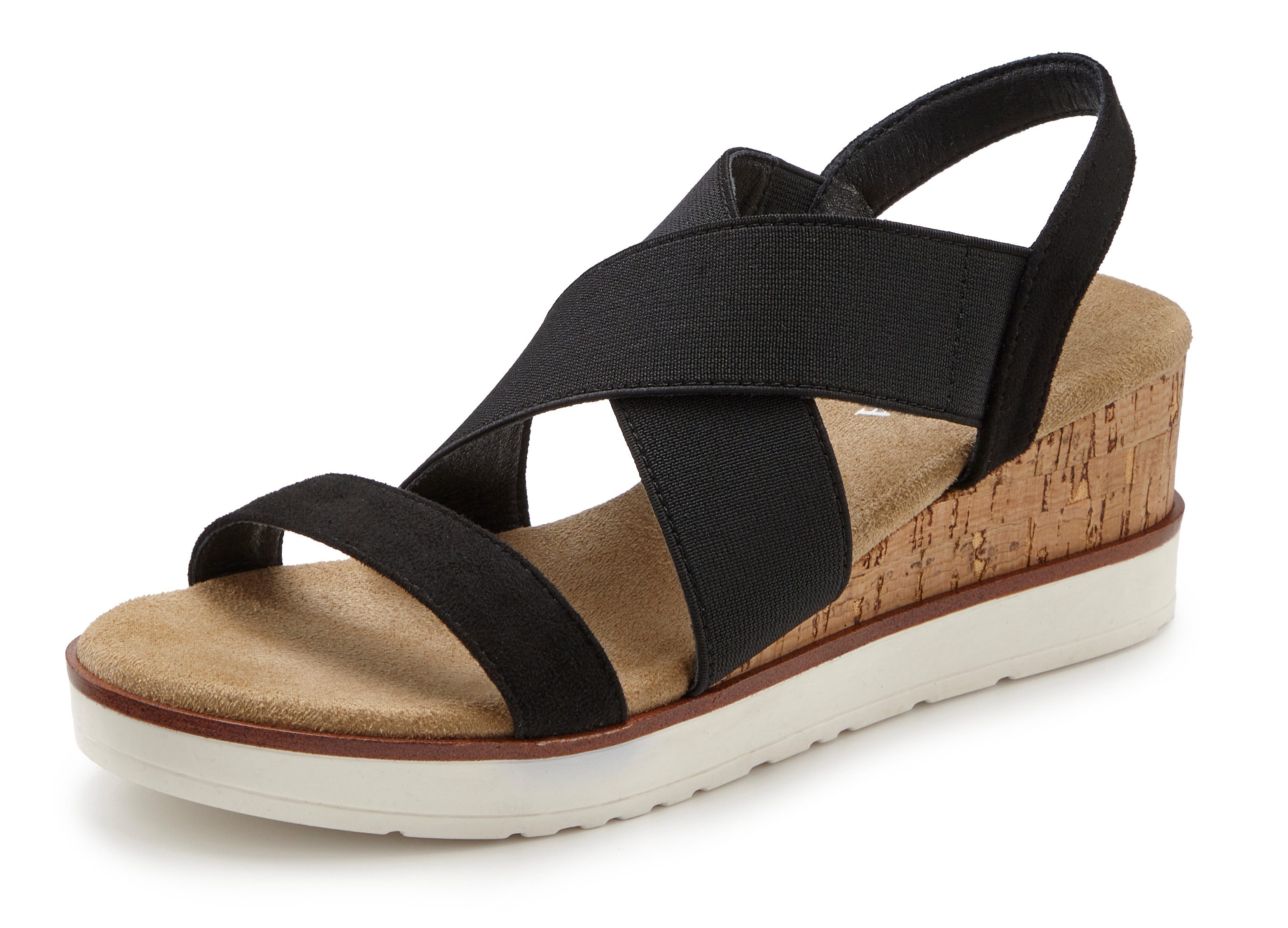 LASCANA Sommerschuh Sandalette Sandale, Sommerschuh mit Keilabsatz und elas günstig online kaufen