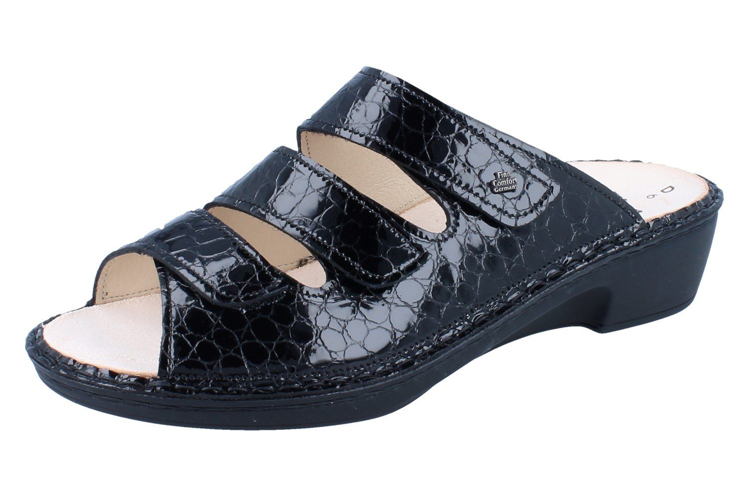 Finn Comfort FINN COMFORT Canzo Damen Pantolette schwarz Lackleder - Größe: UK 3 Pantolette Wechselfußbett