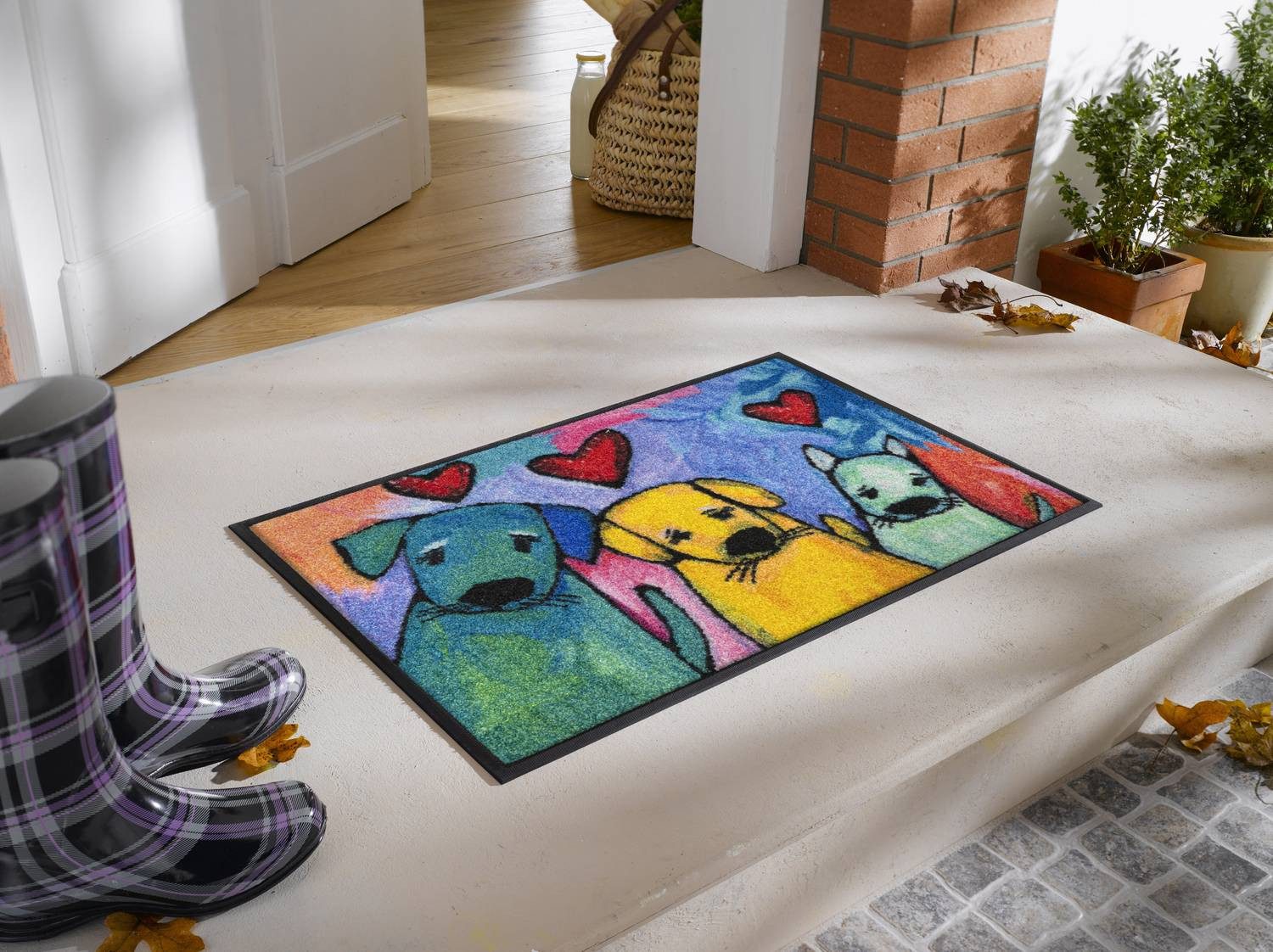 Floornovo Fußmatte Floornovo Schmutzfangmatte Hundefigur waschbare Fussmatte, rechteckig, rutschfest