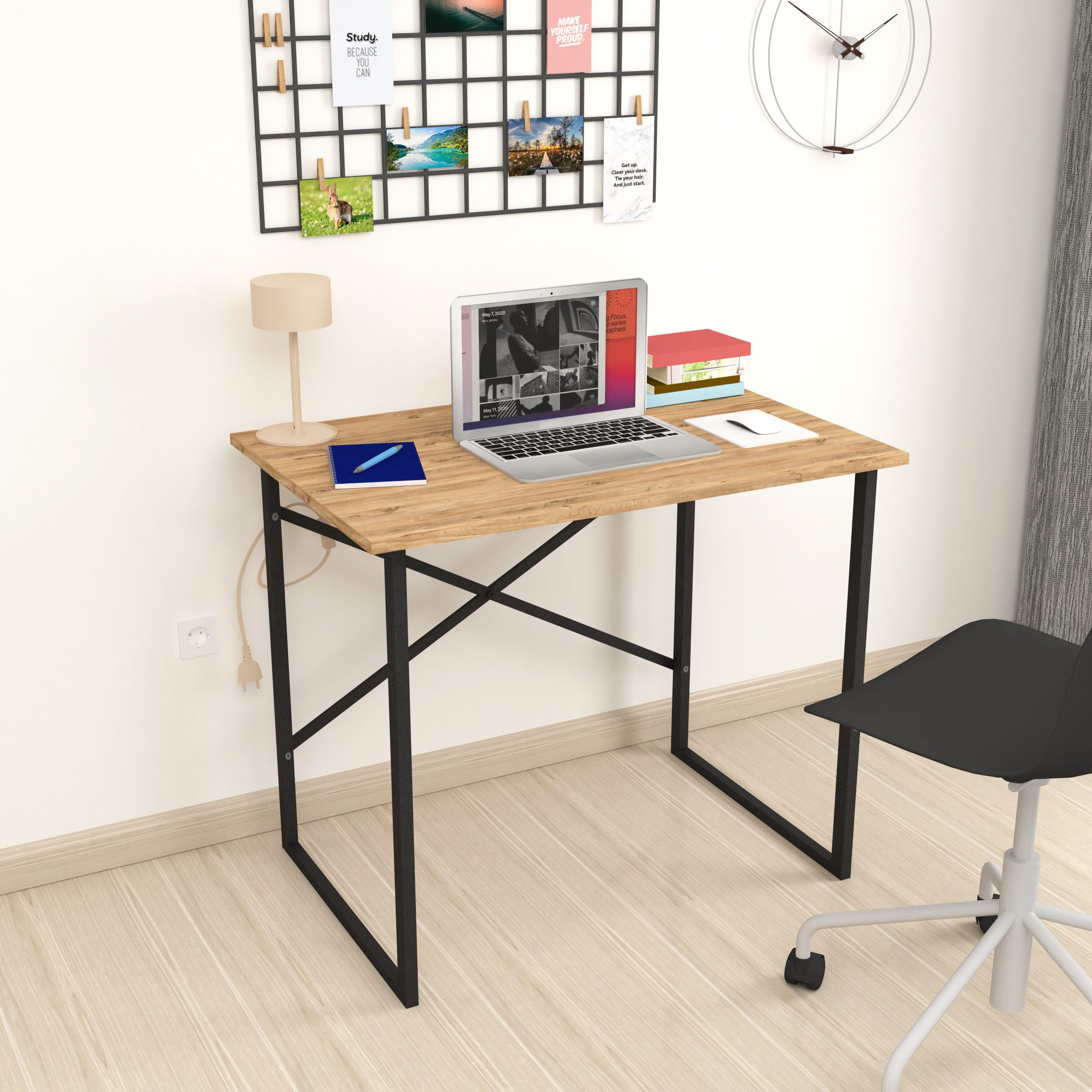 gowoll Schreibtisch Kleiner Tisch Computertisch 90x60x75 cm Tischplatte Hol günstig online kaufen