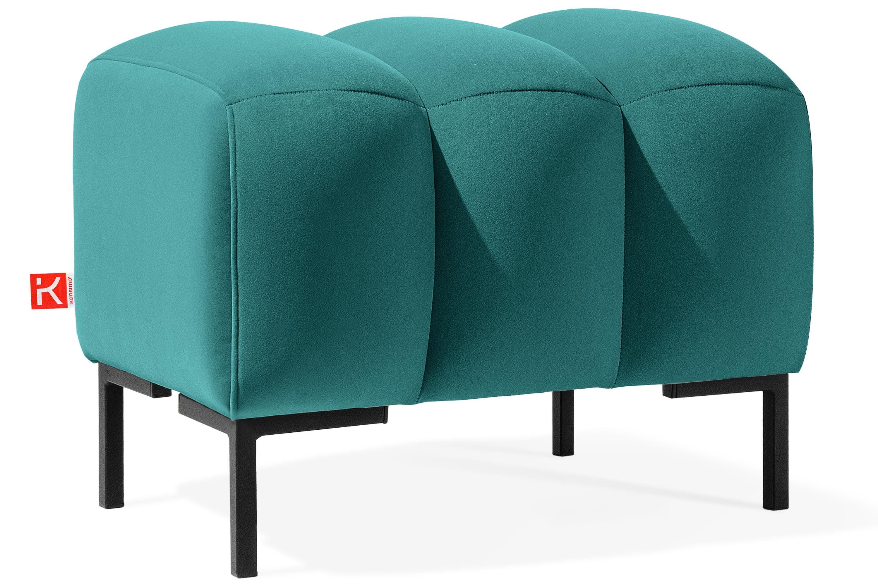 KONSIMO® Sitzhocker Polsterhocker PECCO hergestellt in der EU, Veloursstoff, handgefertigt, Elegant, Massivholzrahmen