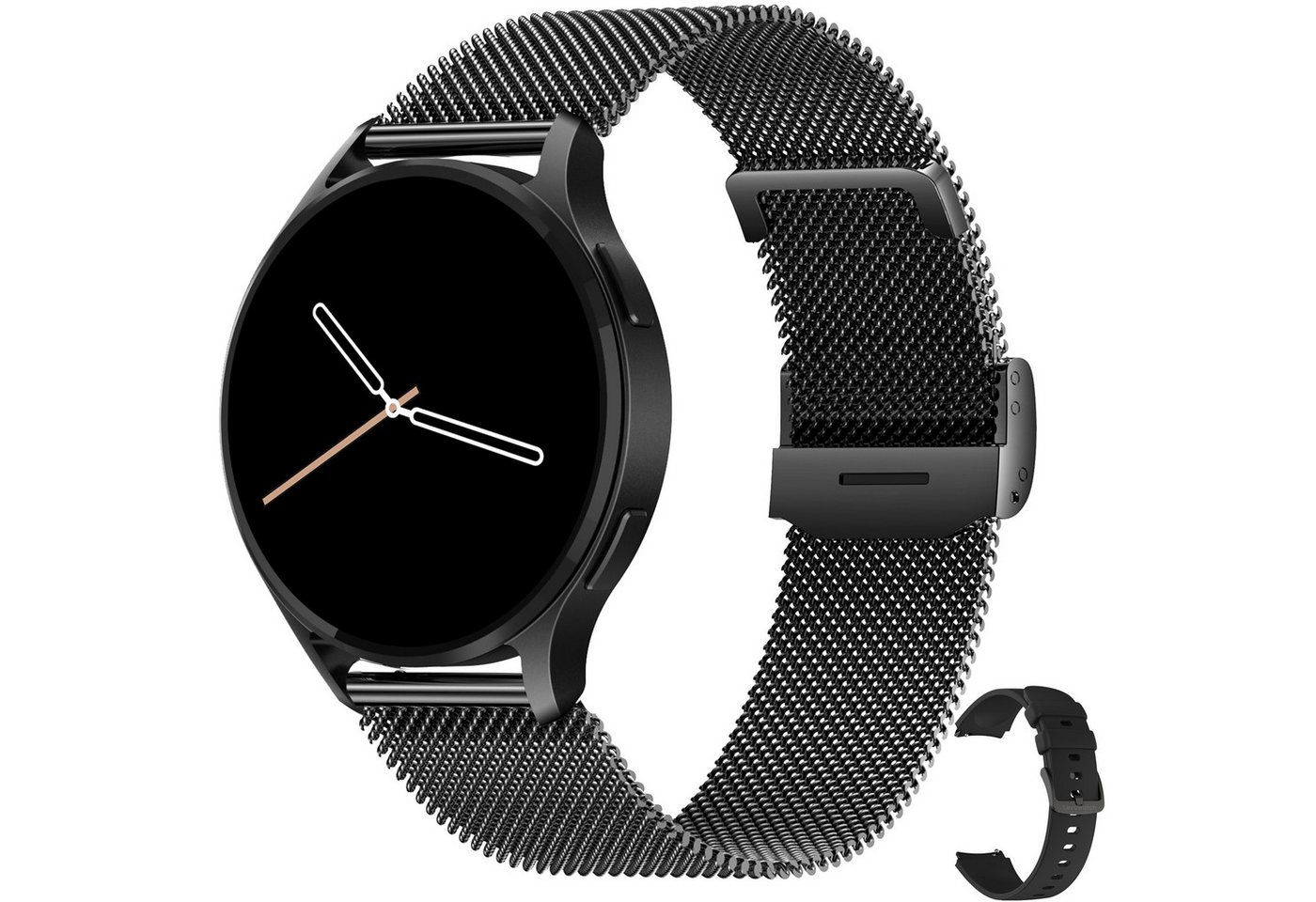 Levowatch EDGY Herren Smartwatch, Sprachassistent, AMOLED Always-On Display Smartwatch (3,8 cm/1,43 Zoll, Android und iOS) Fitness Tracker Uhr, 3 Armbänder, BT5.3, wasserdicht, 460ppi, Metallgehäuse, 4-teilig, Schrittzähler, Puls, SpO2, Blutdruck, Schlafü