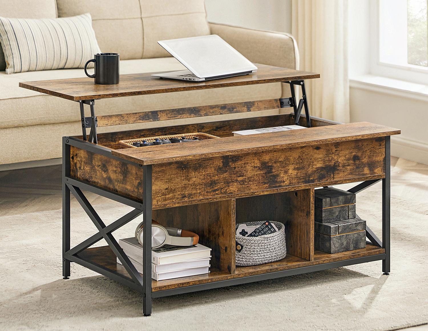 VASAGLE Couchtisch, höhenverstellbar, versteckter Stauraum, 60 x 100/120 x günstig online kaufen