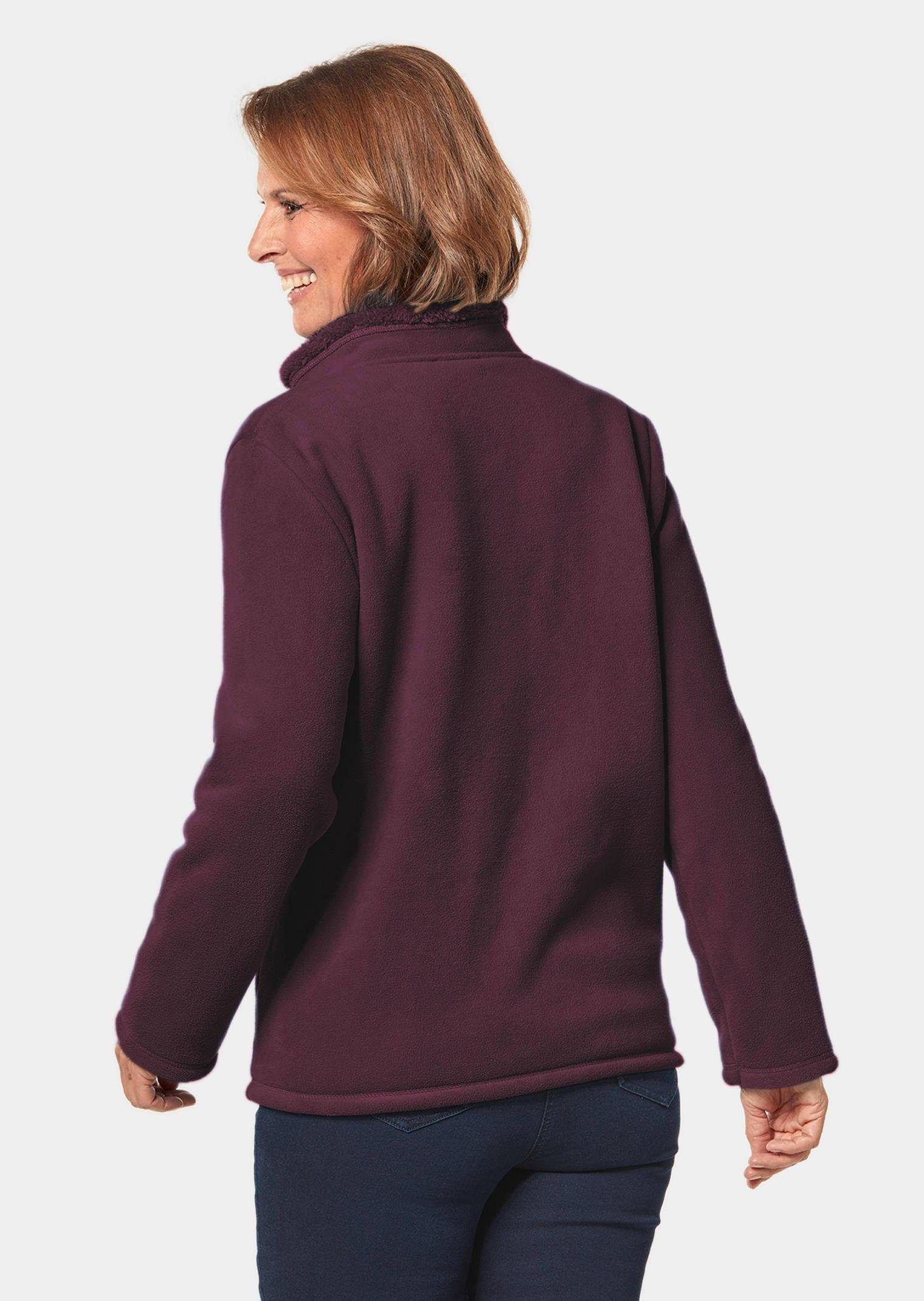 Kurzgröße: Fleecejacke aubergine GOLDNER Fleece-Jacke Kuschelweiche