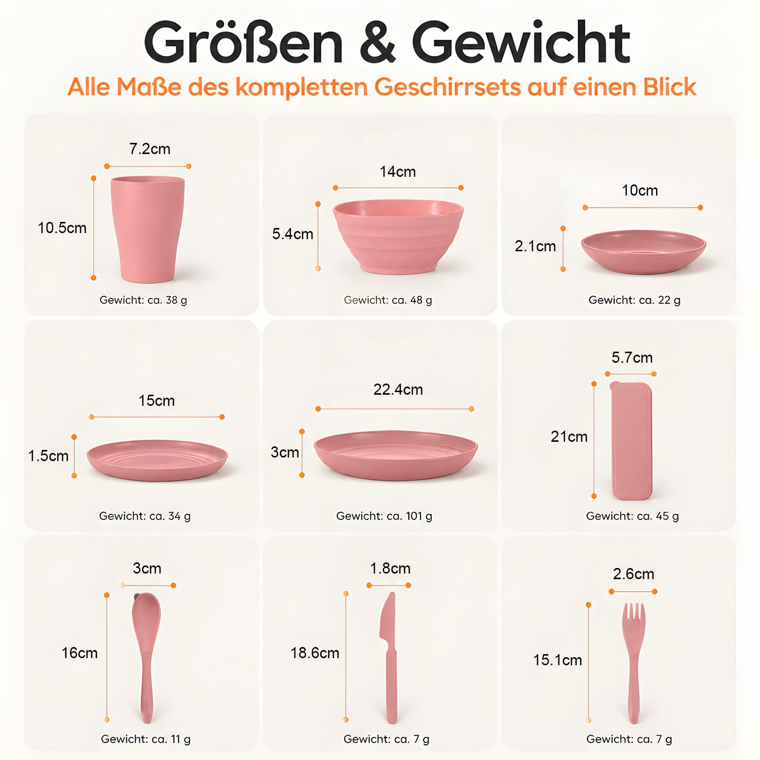 SURFOU Kombiservice Geschirr-Set 54 Teiliges Unzerbrechliches Wiederverwendbar Camping (54-tlg), für 6 Personen Plastikgeschirr Picknick Leicht Bunt Grill Kunst – Bild 3 von 5