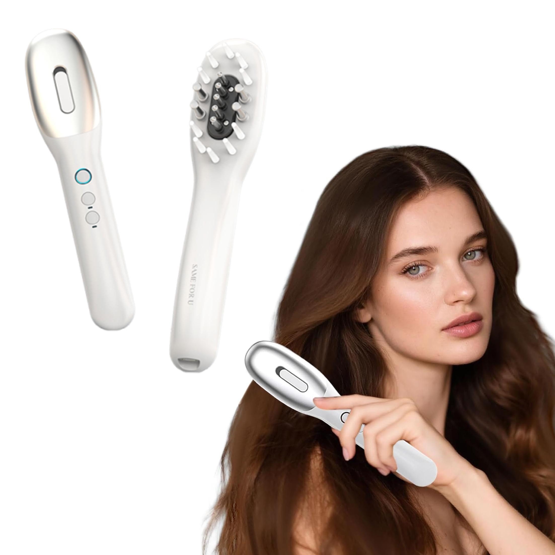 KINSI Elektrohaarbürste Elektrische Kopfmassagebürste, EMS, LED Licht, Kopfhaut Massagegerät, Sehr gut geeignet als ergänzendes Produkt zur Kopfhautpflege