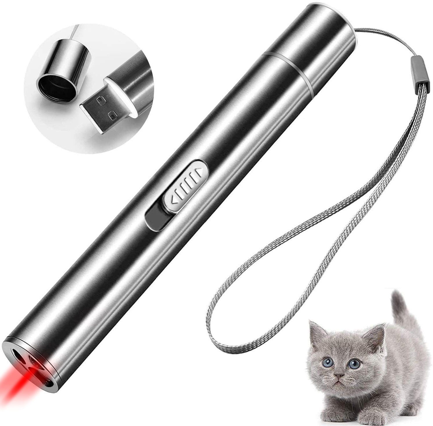 Oneid Tier-Intelligenzspielzeug LED Pointer für Katzen/Spielzeug Haustier Katze/USB wiederaufladbar