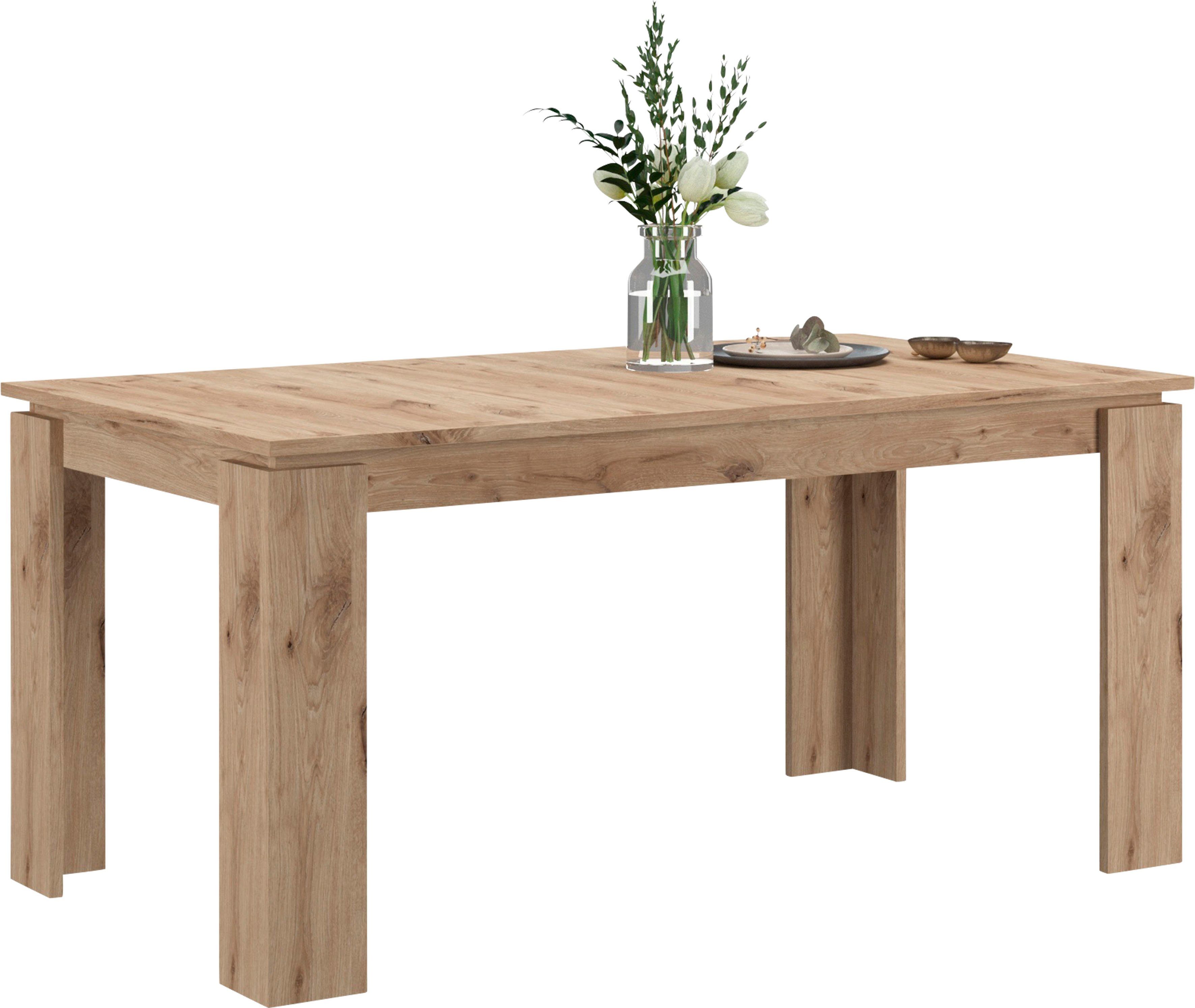 Home affaire Esstisch Kalmar, rechteckig, 160 cm ausziehbar auf 200 cm, inkl. Einlegeplatte, Esszimmertisch, Tisch, Küchentisch, dining table