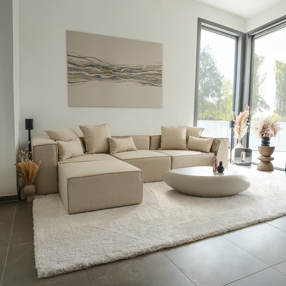 HOME DELUXE Sofa Modulares Sofa VERONA, 4 Teile Beige | Beige