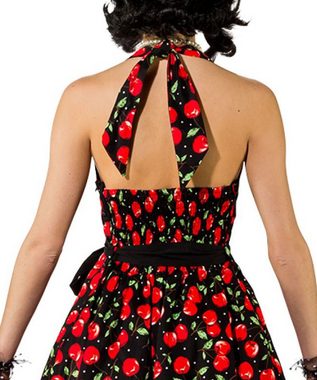 Karneval-Klamotten Kostüm 50er Jahre Damen Rock n Roll Kleid Kirsche, Rock and Roll Rockabilly Kleid Erwachsene rot schwarz Damenkostüm