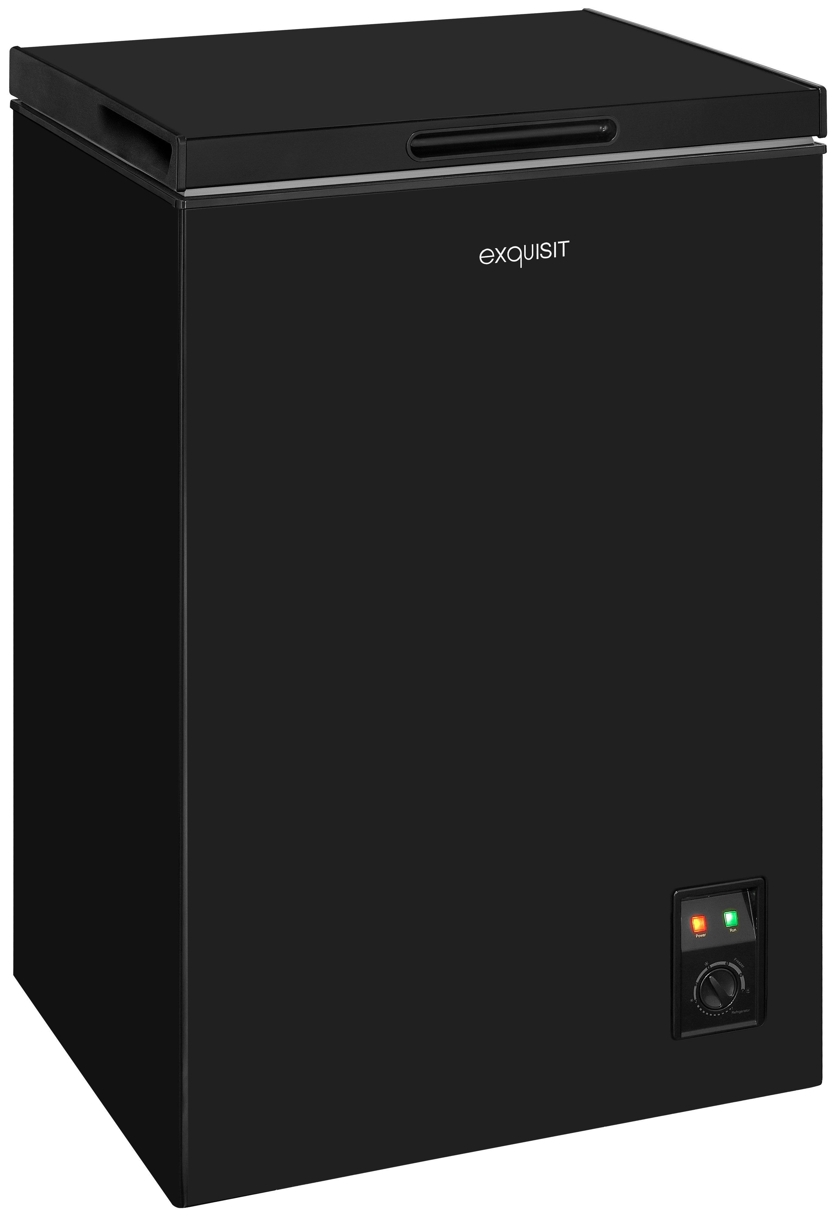 exquisit Gefriertruhe GT100-050E schwarz, 54,5 cm breit, 99 l, 4*-Gefriertruhe mit ergonomischer Griffmulde – bequem zu öffnen