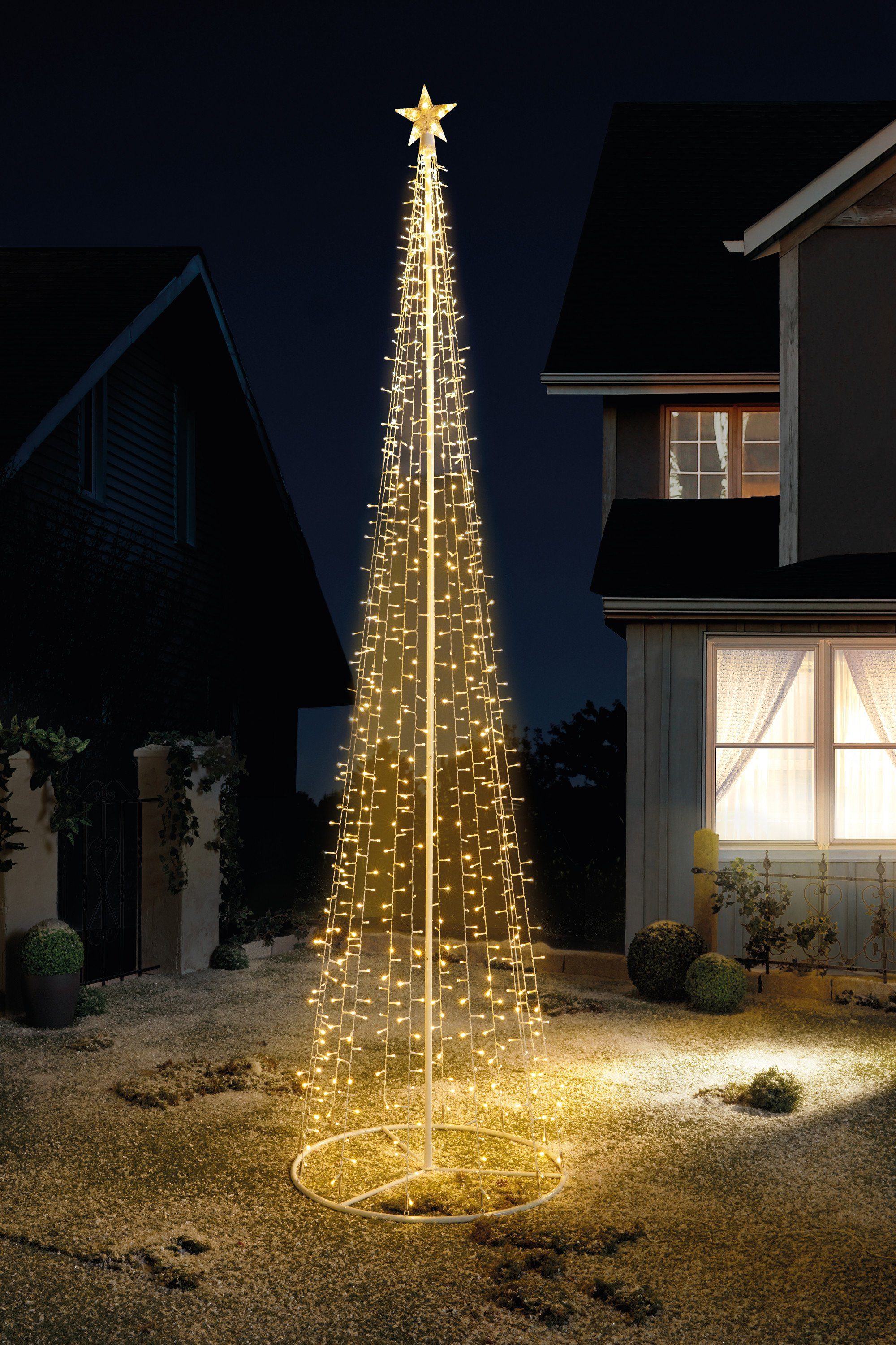 Dekoleidenschaft Künstlicher Weihnachtsbaum 2,90 m hoch, 778 warmweiße LED,  Outdoor Beleuchtung, Lichterbaum, Lichterpyramide, Weihnachtsbeleuchtung,  Gartendeko für Draußen