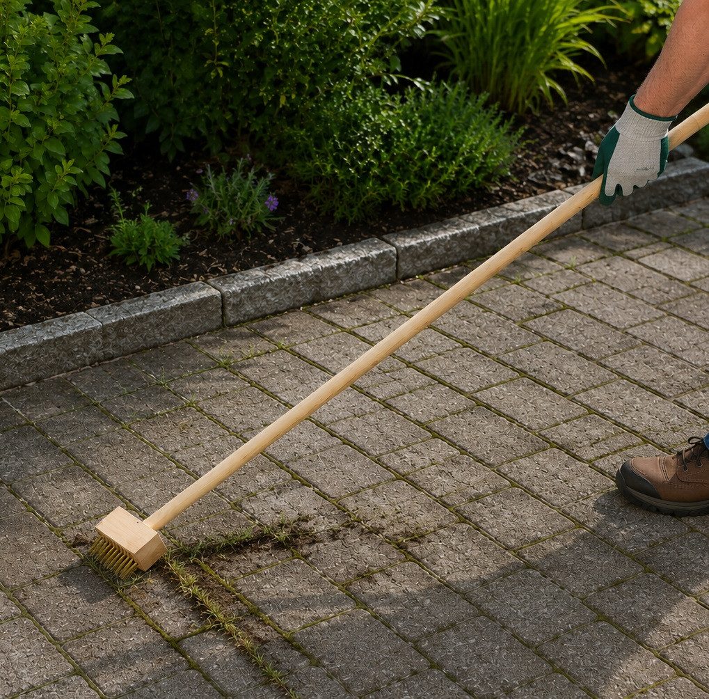 Gardissimo Fugenkratzer mit 140 cm langen Holz Stiel und Fugenschaber, (Spar-Set, 1-tlg., Unkrautbürste mit Stiel und Fugenschaber), besonders langlebig und stabil