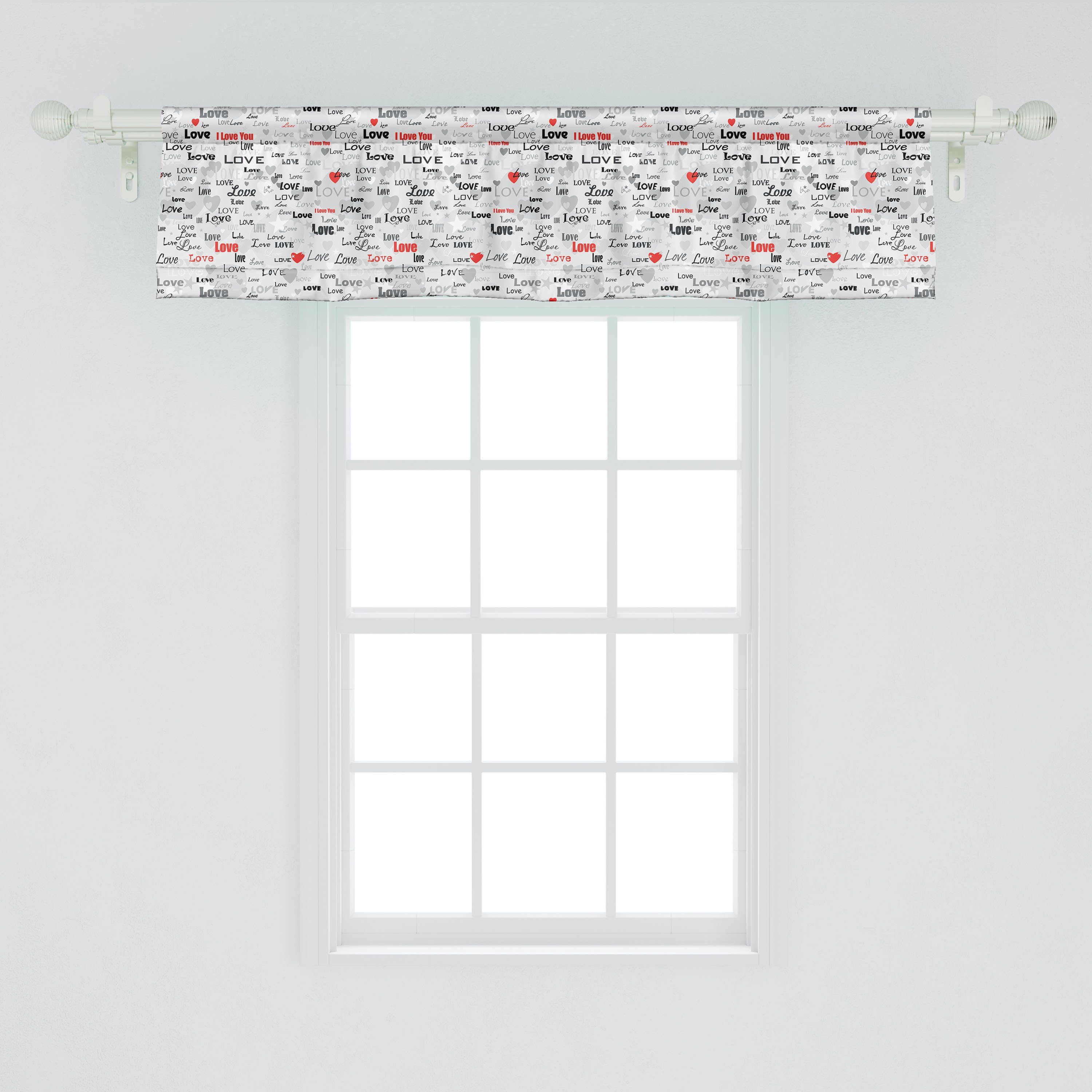 Scheibengardine Vorhang Volant für Küche Dekor Kalligraphie-Herz-Stern Liebe Abakuhaus, Microfaser, mit Stangentasche, Schlafzimmer