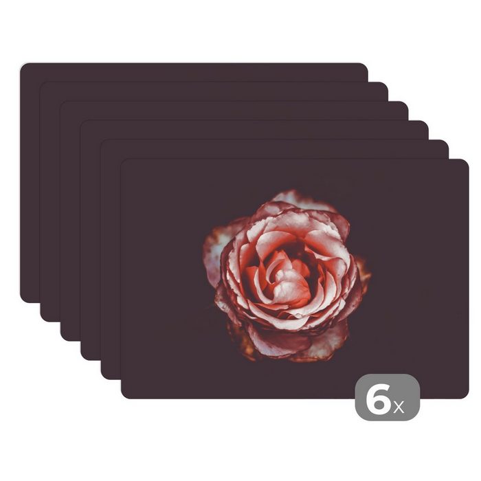 Platzset Rose - Blumen - Porträt MuchoWow (6-St) Platzset Platzdecken Platzmatte Tischmatten Schmutzabweisend